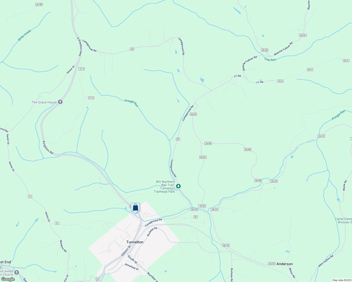 map of restaurants, bars, coffee shops, grocery stores, and more near 1319 Old Tunnelton-Kingwood in Tunnelton