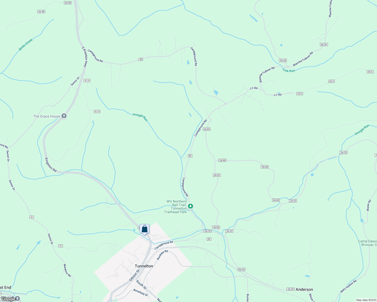 map of restaurants, bars, coffee shops, grocery stores, and more near 1319 Old Tunnelton-Kingwood in Tunnelton