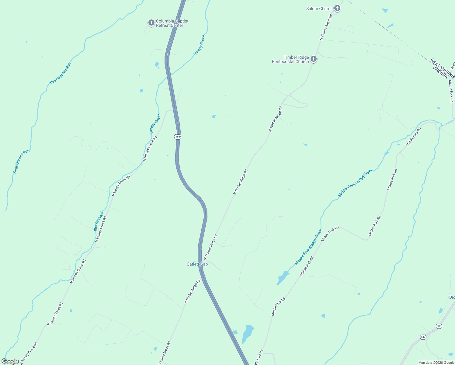 map of restaurants, bars, coffee shops, grocery stores, and more near 463 North Timber Ridge Road in Cross Junction