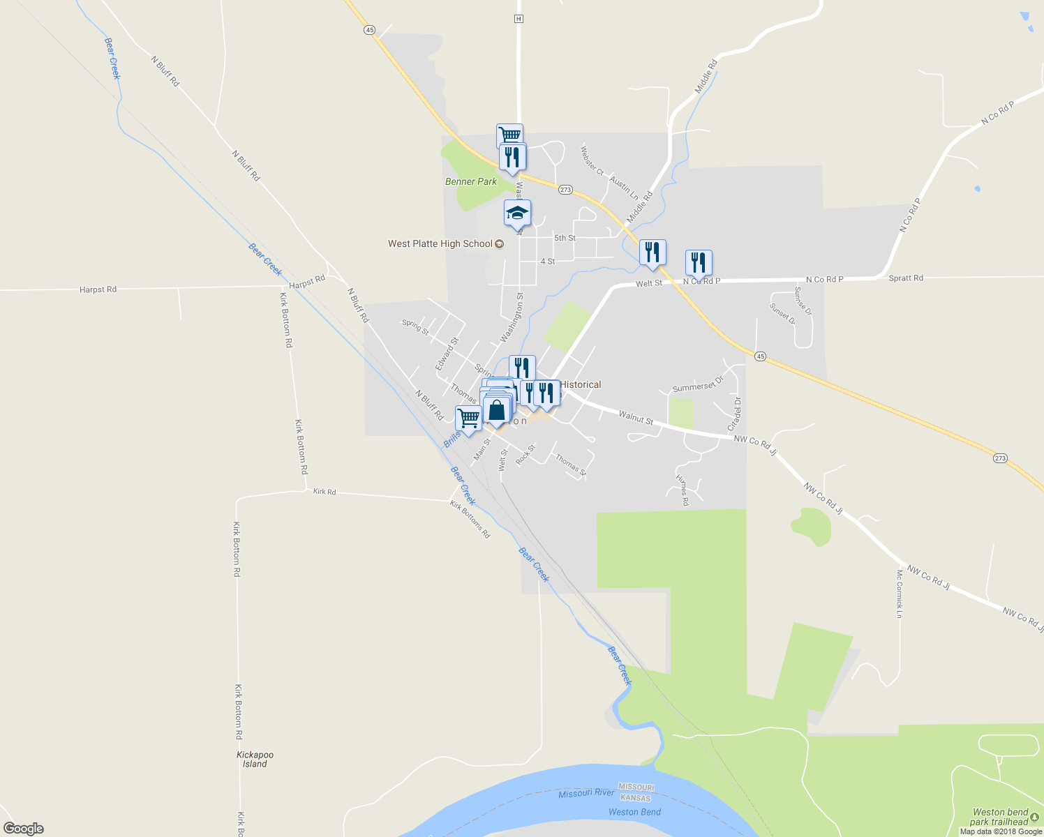 map of restaurants, bars, coffee shops, grocery stores, and more near 605 Short Street in Weston