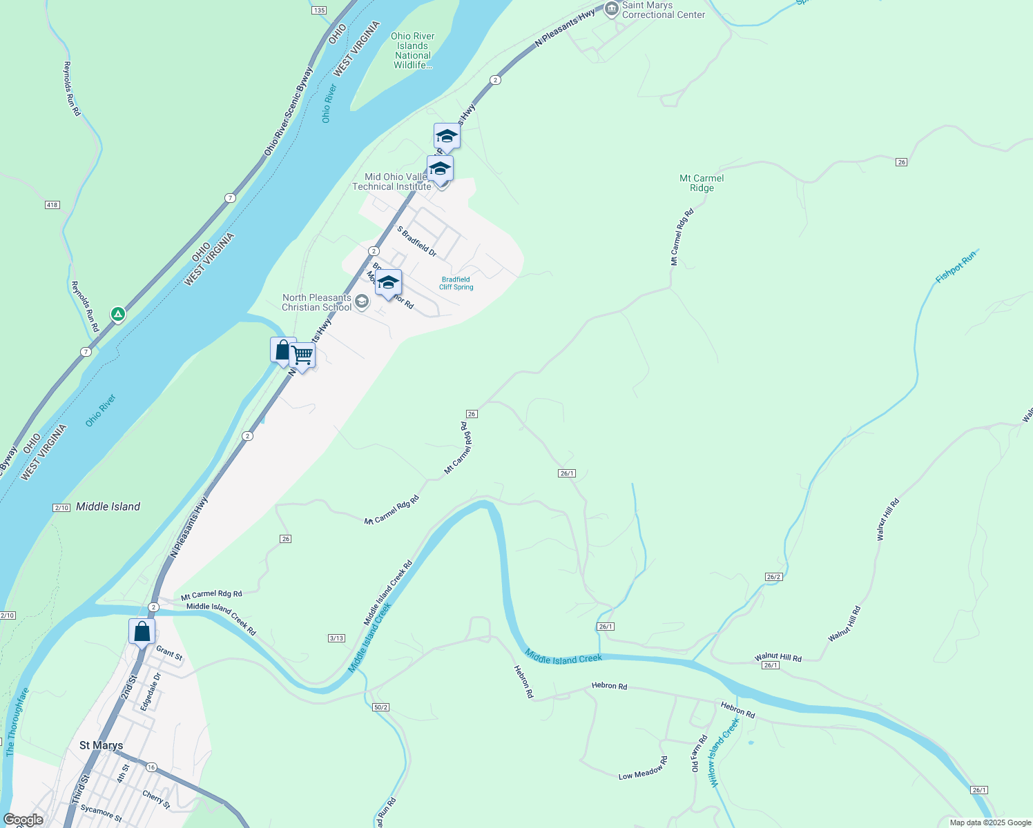 map of restaurants, bars, coffee shops, grocery stores, and more near Fish Pot in Saint Marys