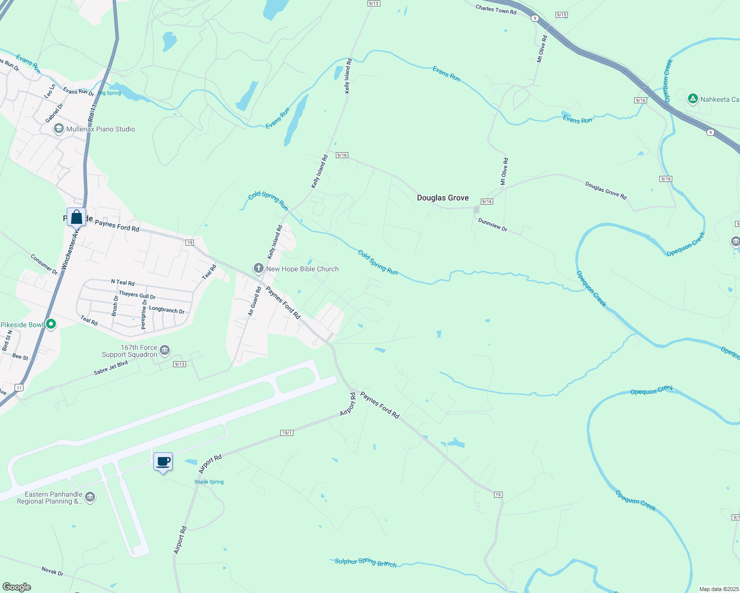 map of restaurants, bars, coffee shops, grocery stores, and more near in Martinsburg