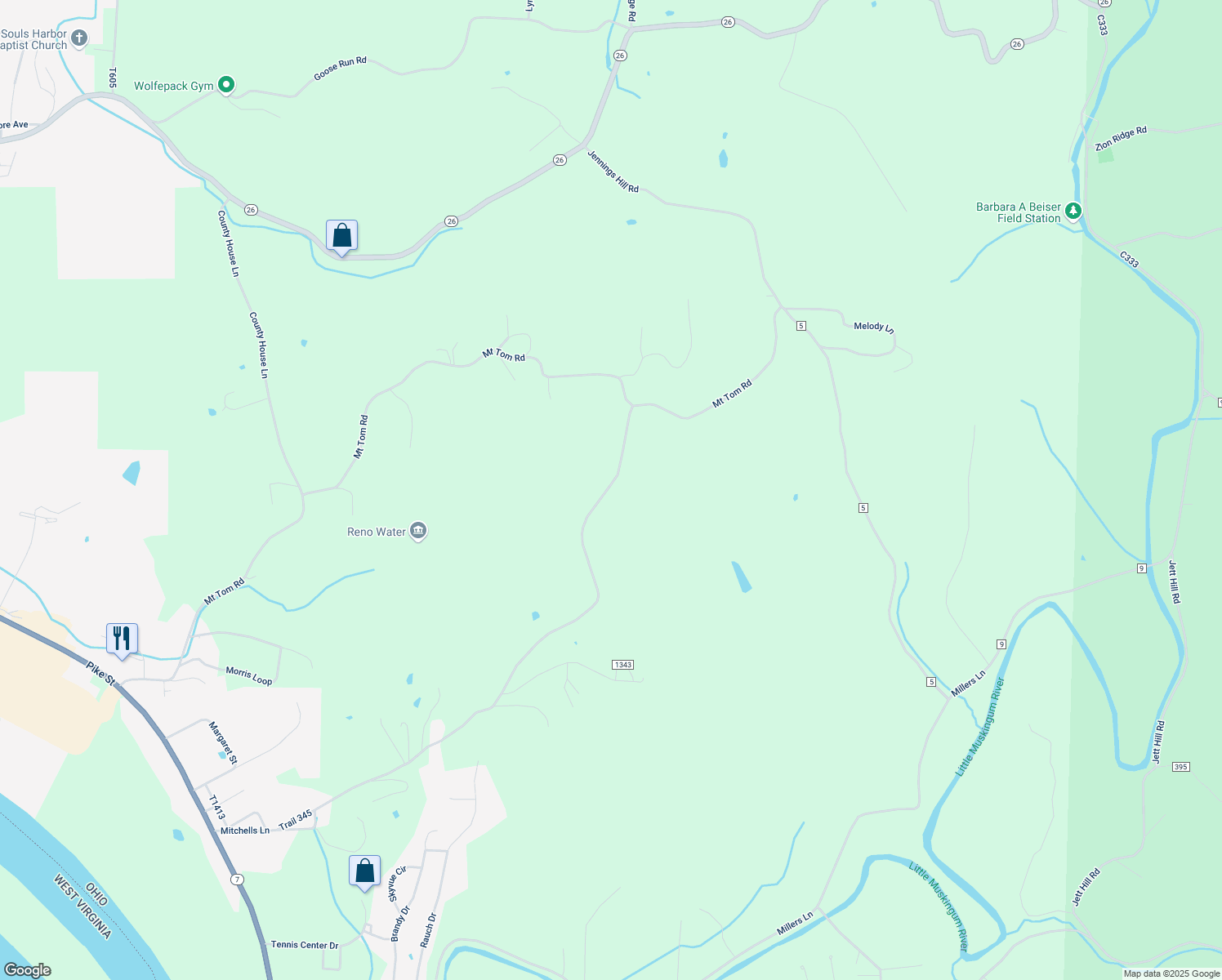 map of restaurants, bars, coffee shops, grocery stores, and more near 1630 Mitchell's Lane in Marietta
