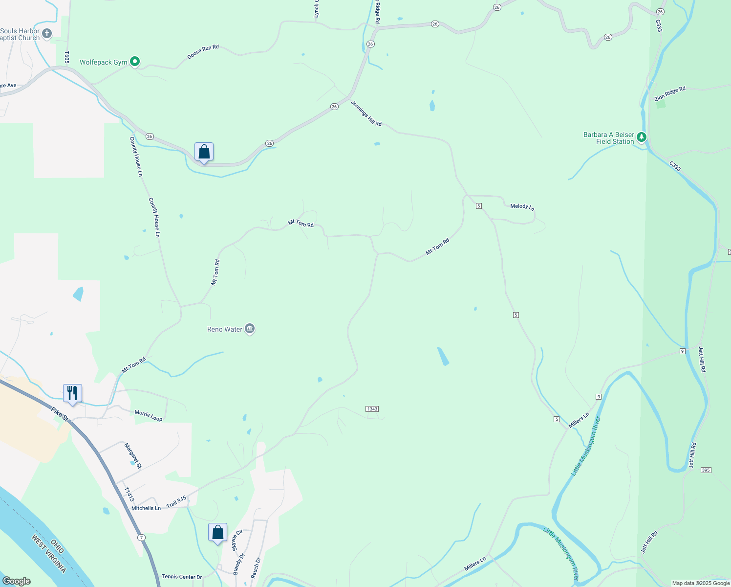 map of restaurants, bars, coffee shops, grocery stores, and more near 1630 Mitchell's Lane in Marietta