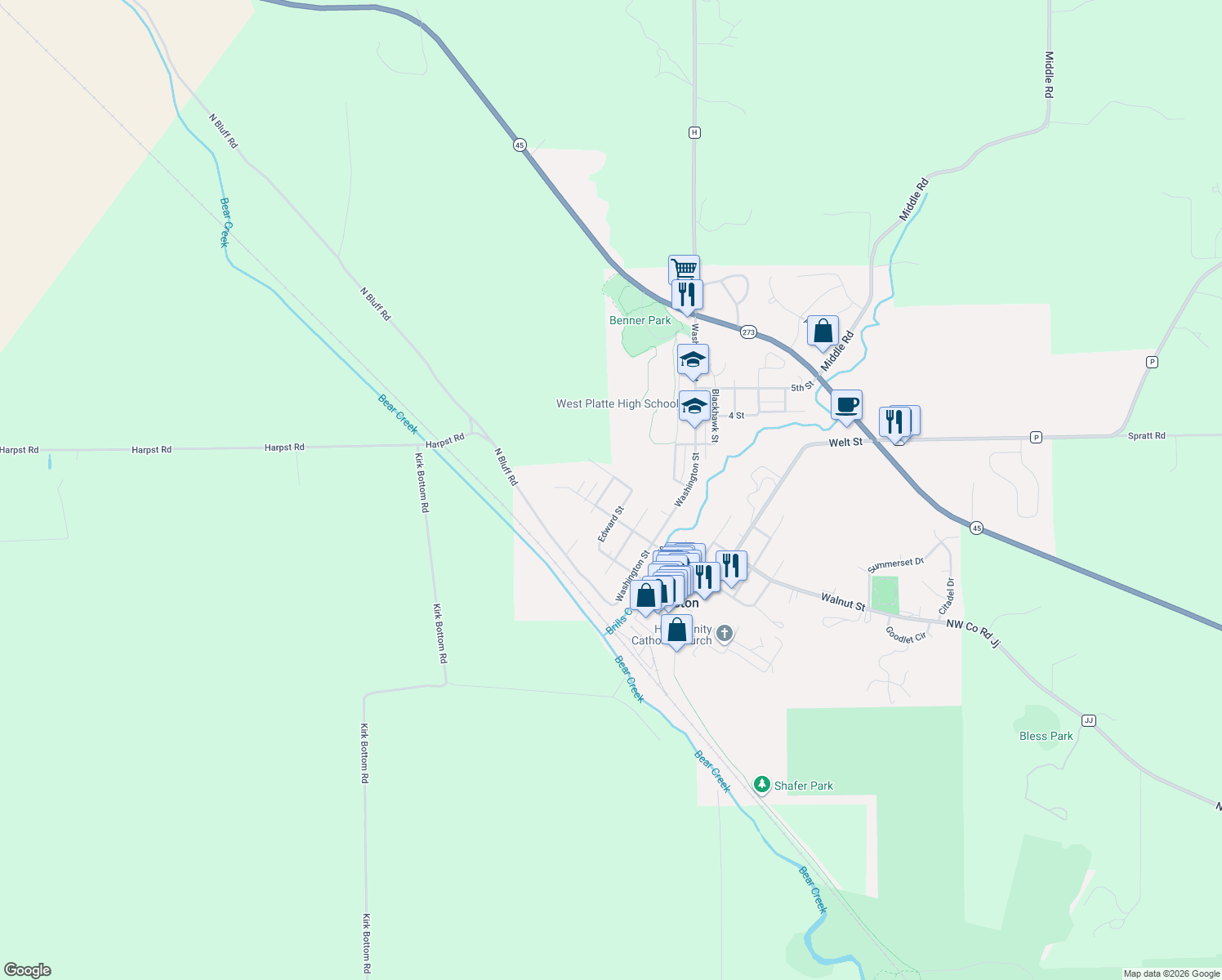 map of restaurants, bars, coffee shops, grocery stores, and more near 624 Prospect St in Weston