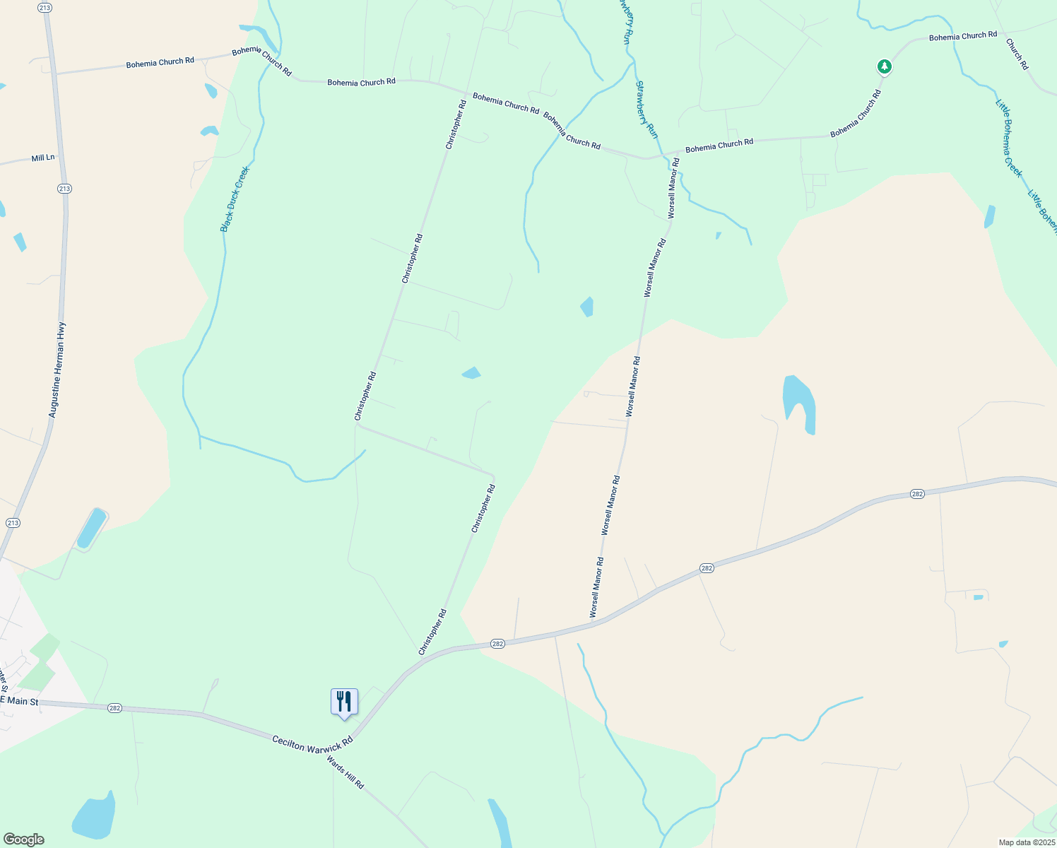 map of restaurants, bars, coffee shops, grocery stores, and more near 331 Worsell Manor Road in Warwick