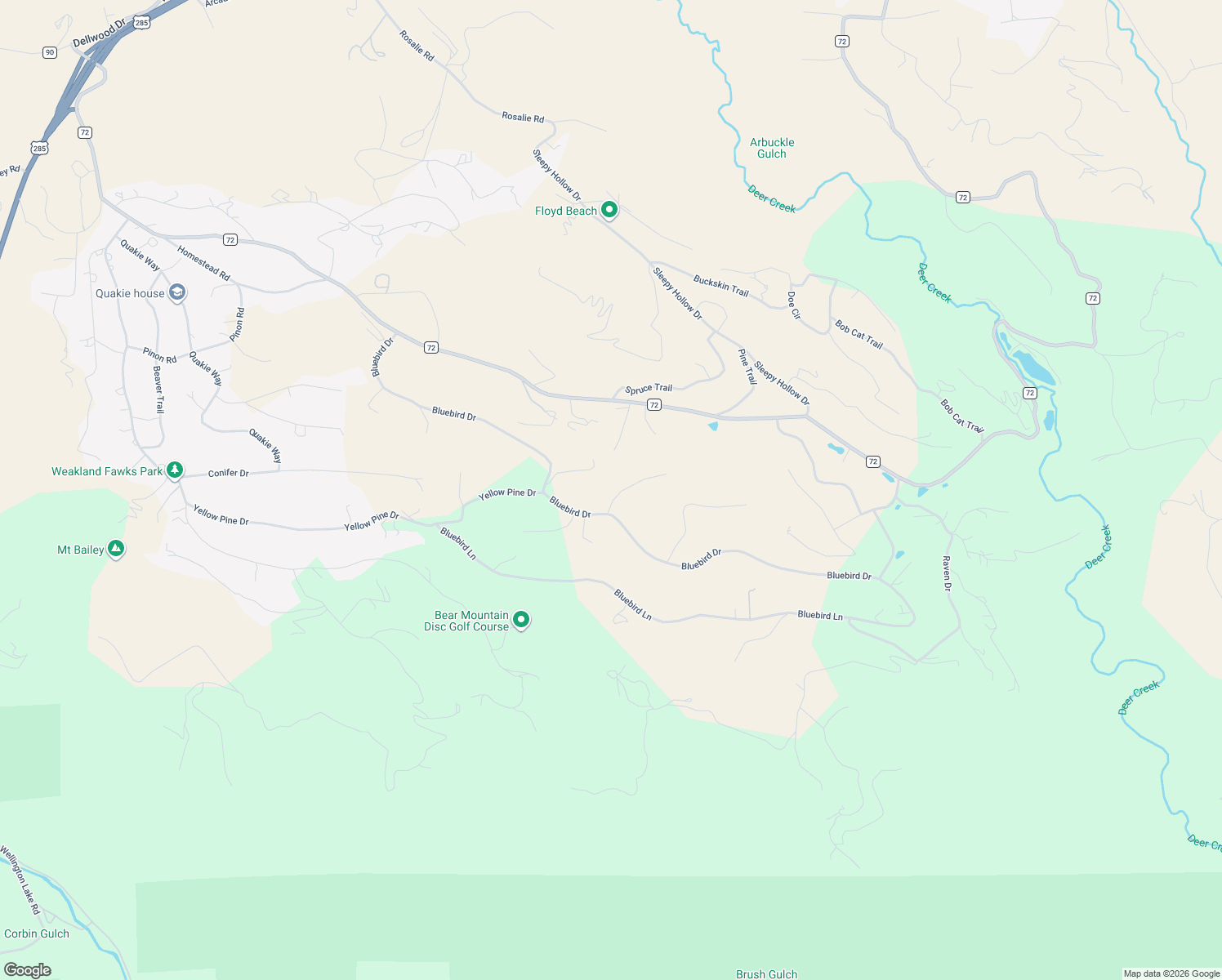 map of restaurants, bars, coffee shops, grocery stores, and more near 21 Hummingbird Court in Bailey