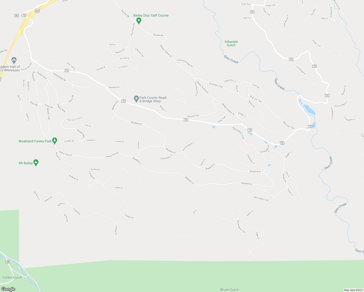 map of restaurants, bars, coffee shops, grocery stores, and more near 21 Hummingbird Court in Bailey