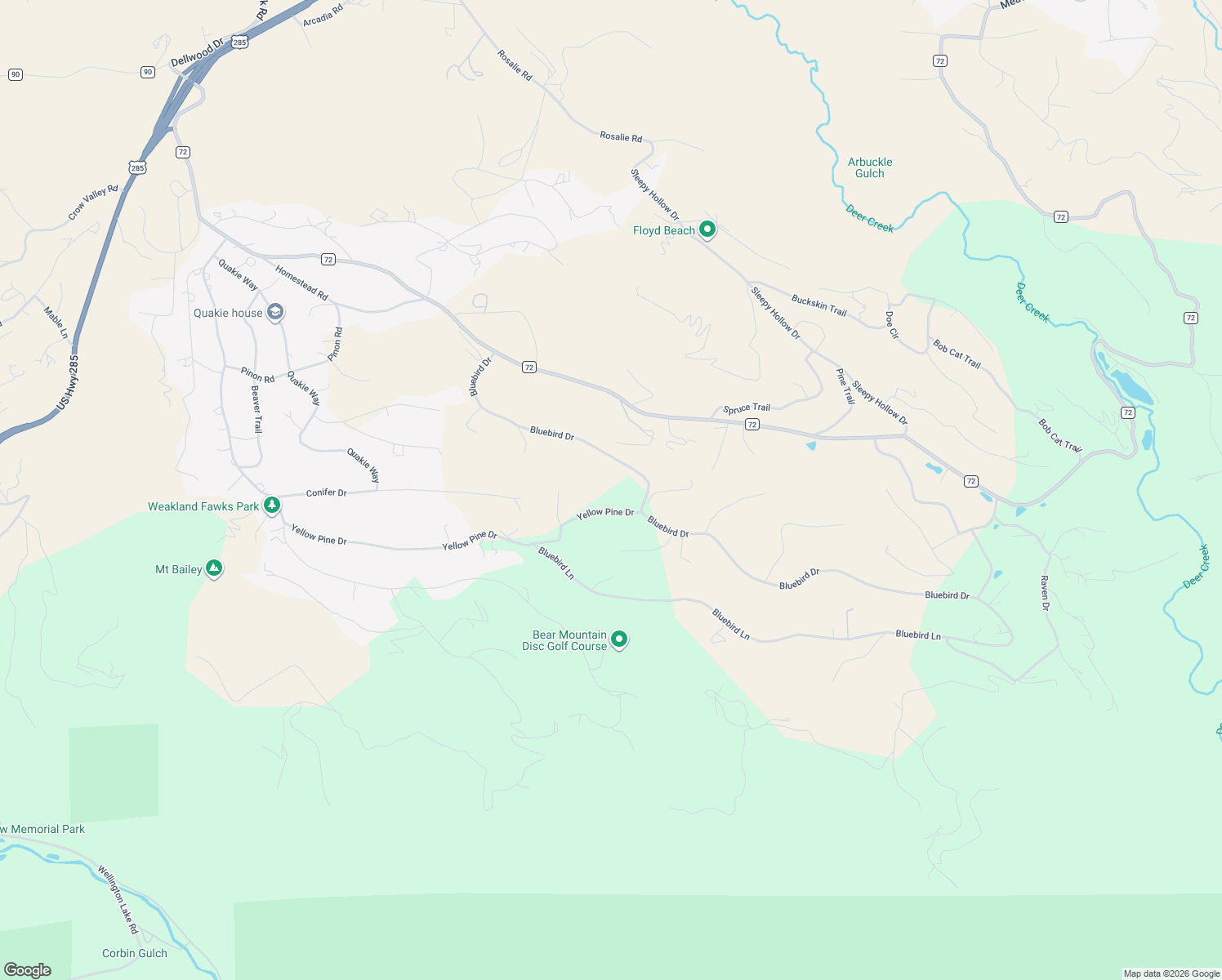 map of restaurants, bars, coffee shops, grocery stores, and more near 999 Yellow Pine Drive in Bailey