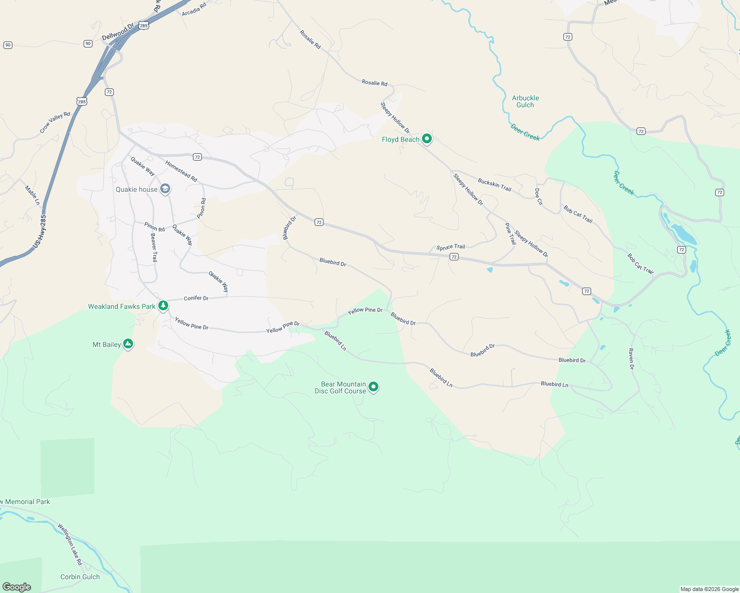 map of restaurants, bars, coffee shops, grocery stores, and more near 999 Yellow Pine Drive in Bailey