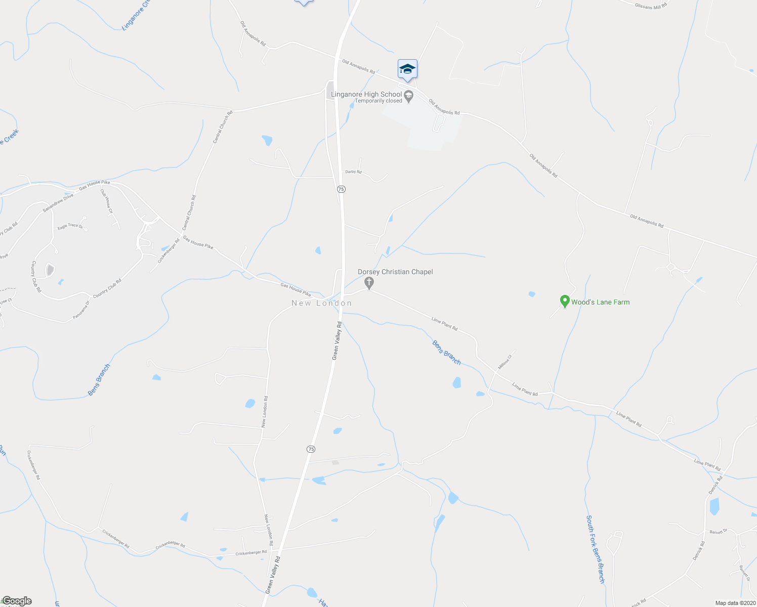 map of restaurants, bars, coffee shops, grocery stores, and more near 11909 Lime Plant Road in New Market