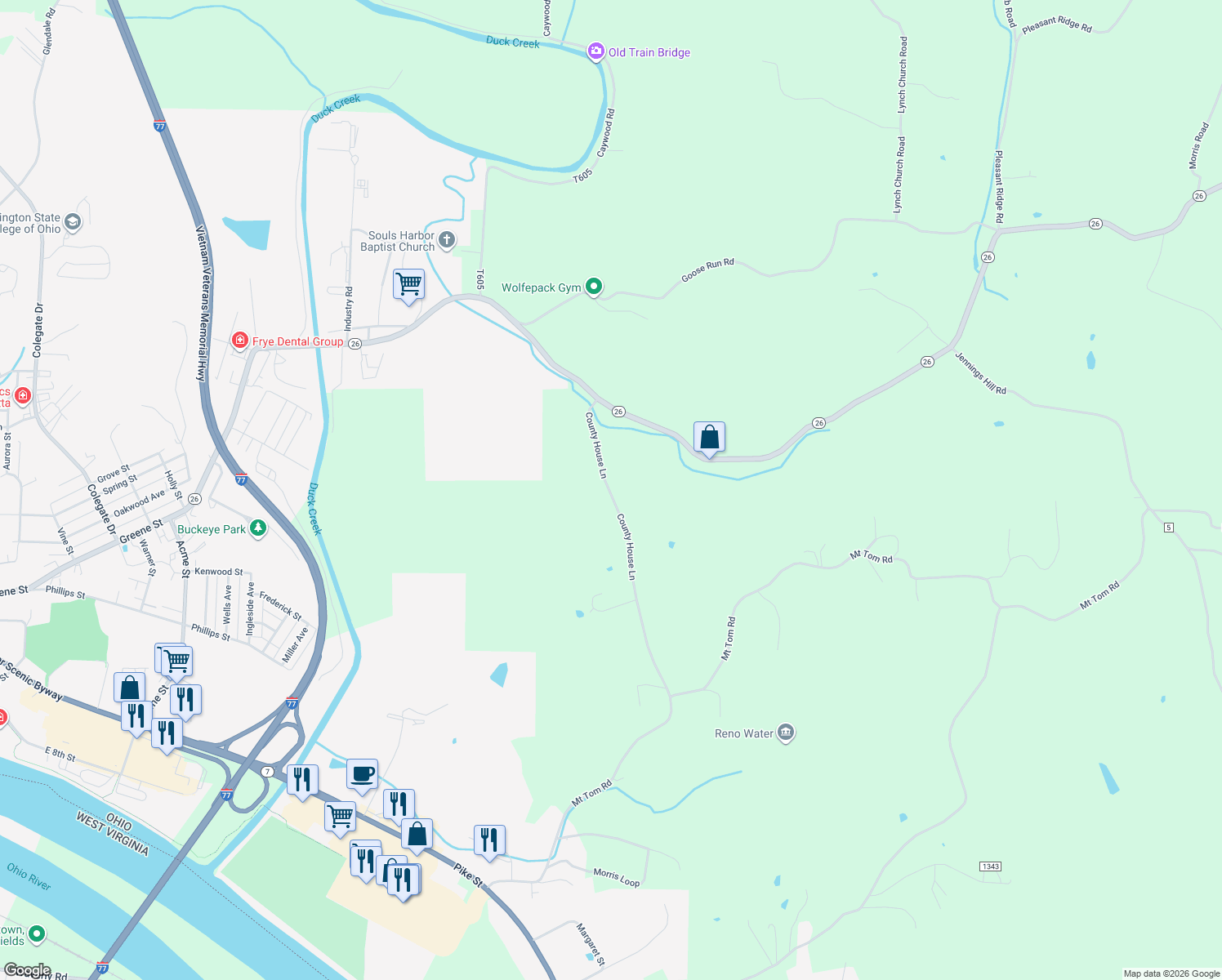 map of restaurants, bars, coffee shops, grocery stores, and more near 1435 County House Lane in Marietta