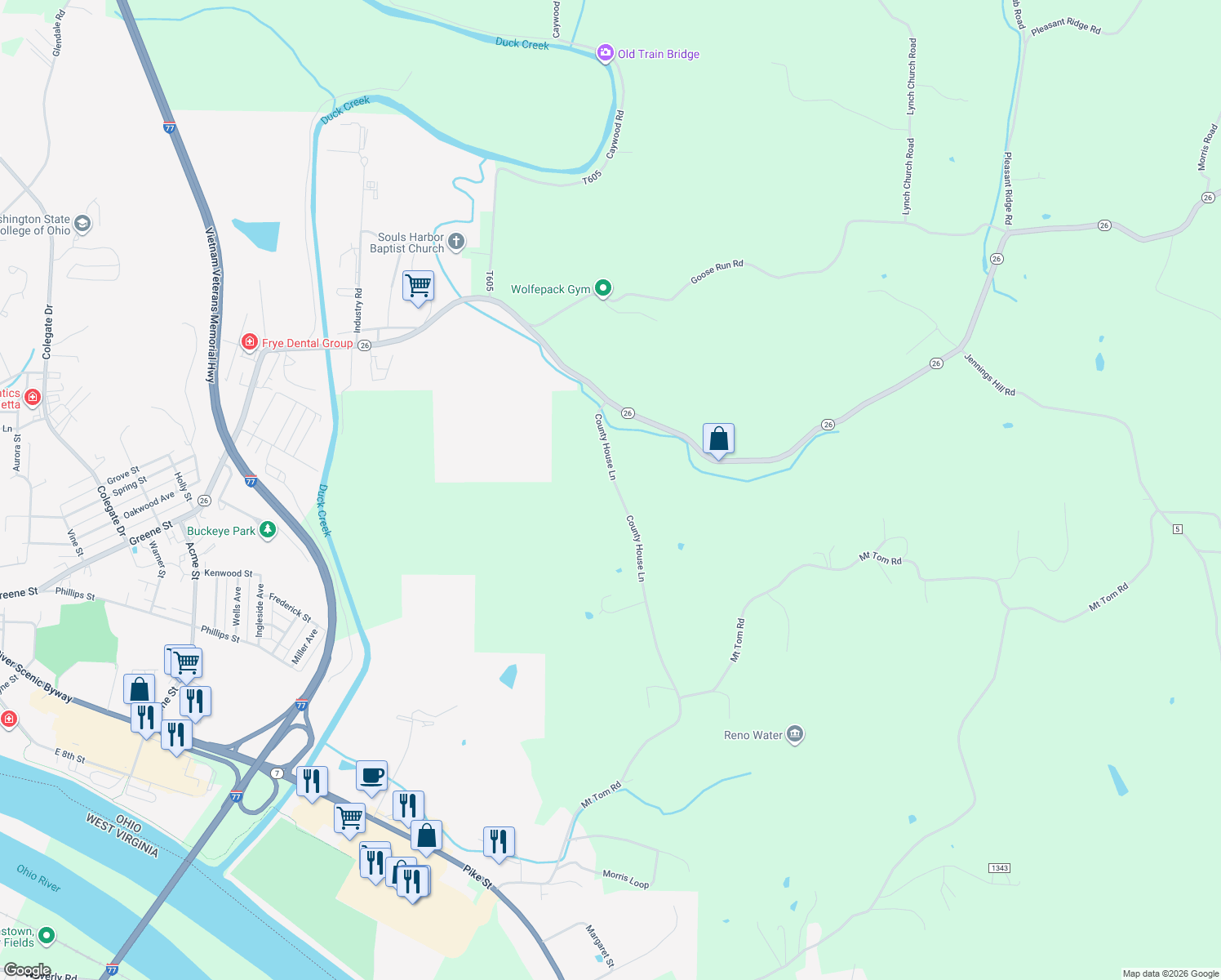 map of restaurants, bars, coffee shops, grocery stores, and more near 1435 County House Lane in Marietta