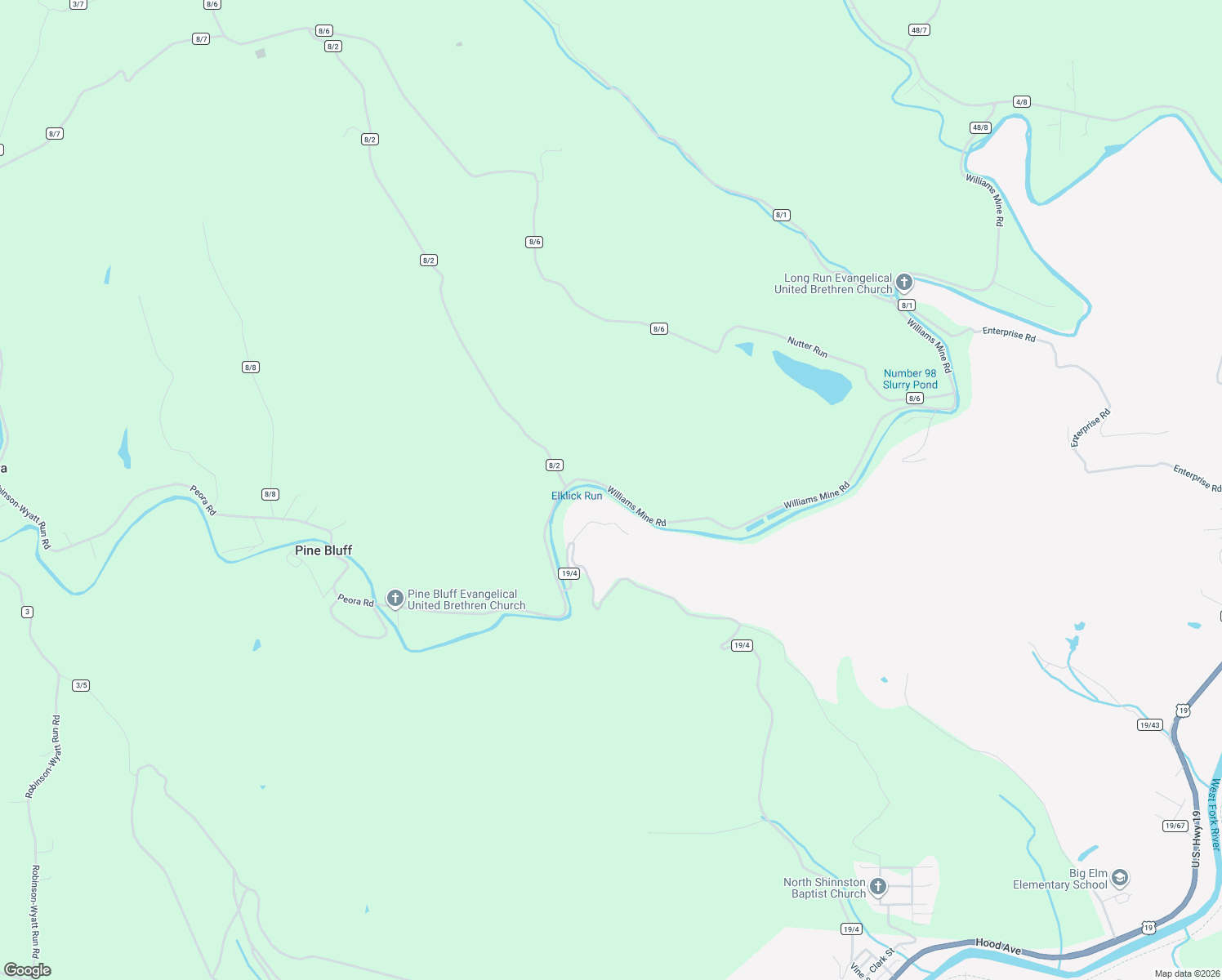 map of restaurants, bars, coffee shops, grocery stores, and more near Williams Mine Road in Worthington
