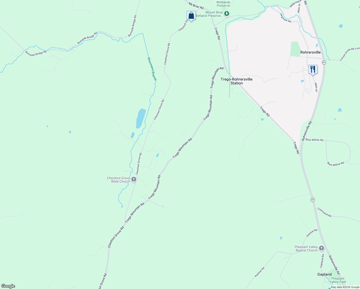 map of restaurants, bars, coffee shops, grocery stores, and more near 3820 Trego Mountain Road in Keedysville