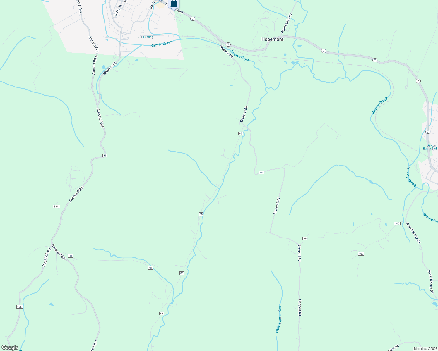 map of restaurants, bars, coffee shops, grocery stores, and more near 452 Snowy Creek Road in Terra Alta