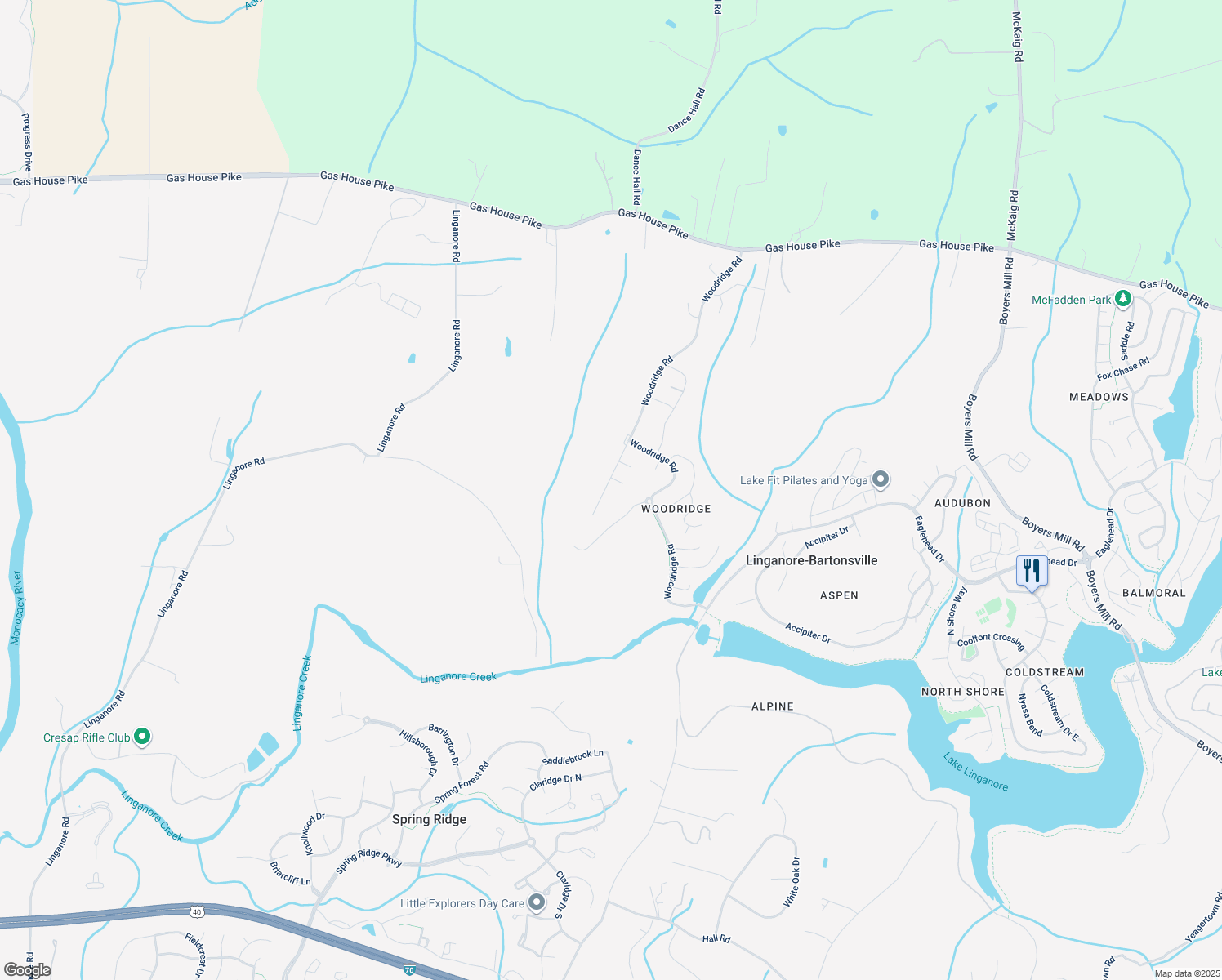 map of restaurants, bars, coffee shops, grocery stores, and more near 6815 Rehnquist Court in New Market