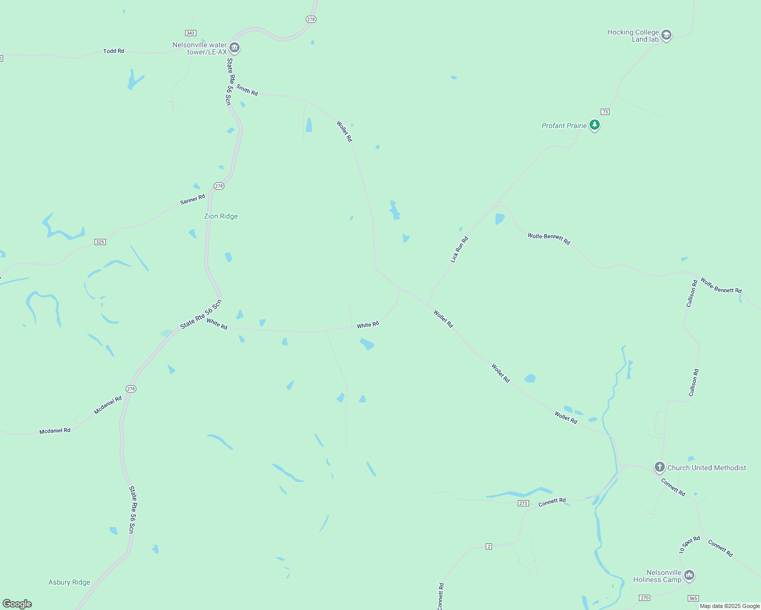 map of restaurants, bars, coffee shops, grocery stores, and more near 360 White Road in Nelsonville