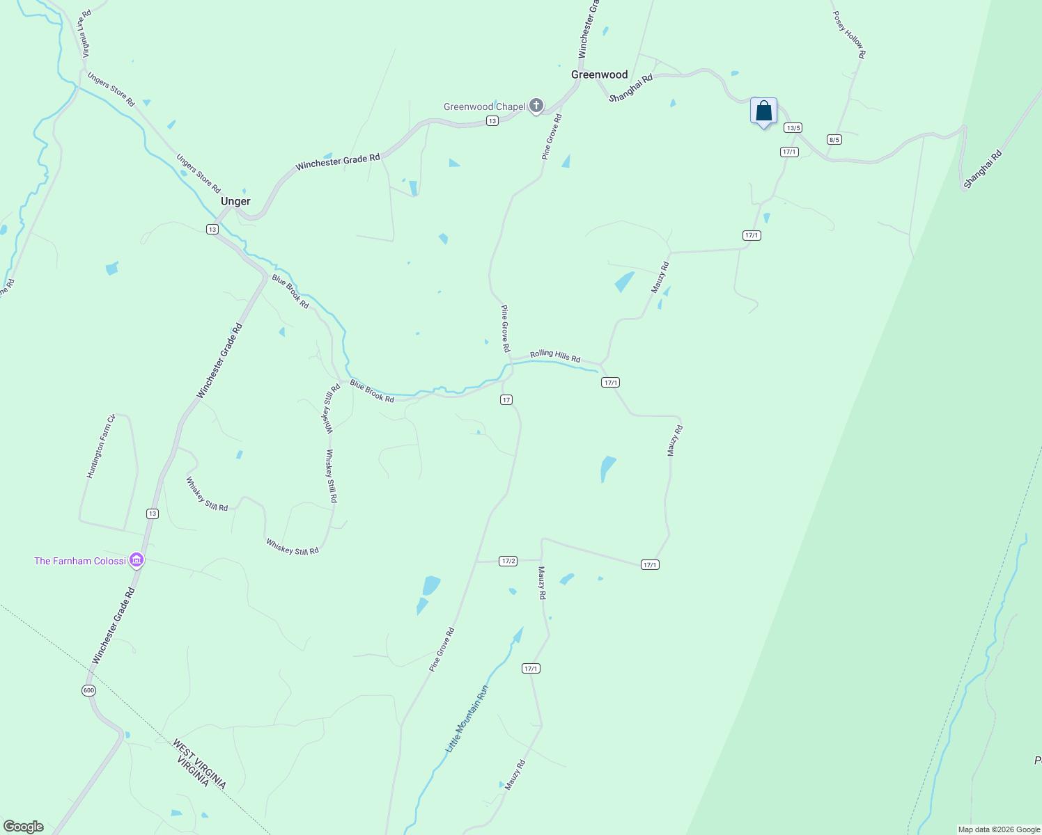 map of restaurants, bars, coffee shops, grocery stores, and more near 1100 Pine Grove Road in Berkeley Springs