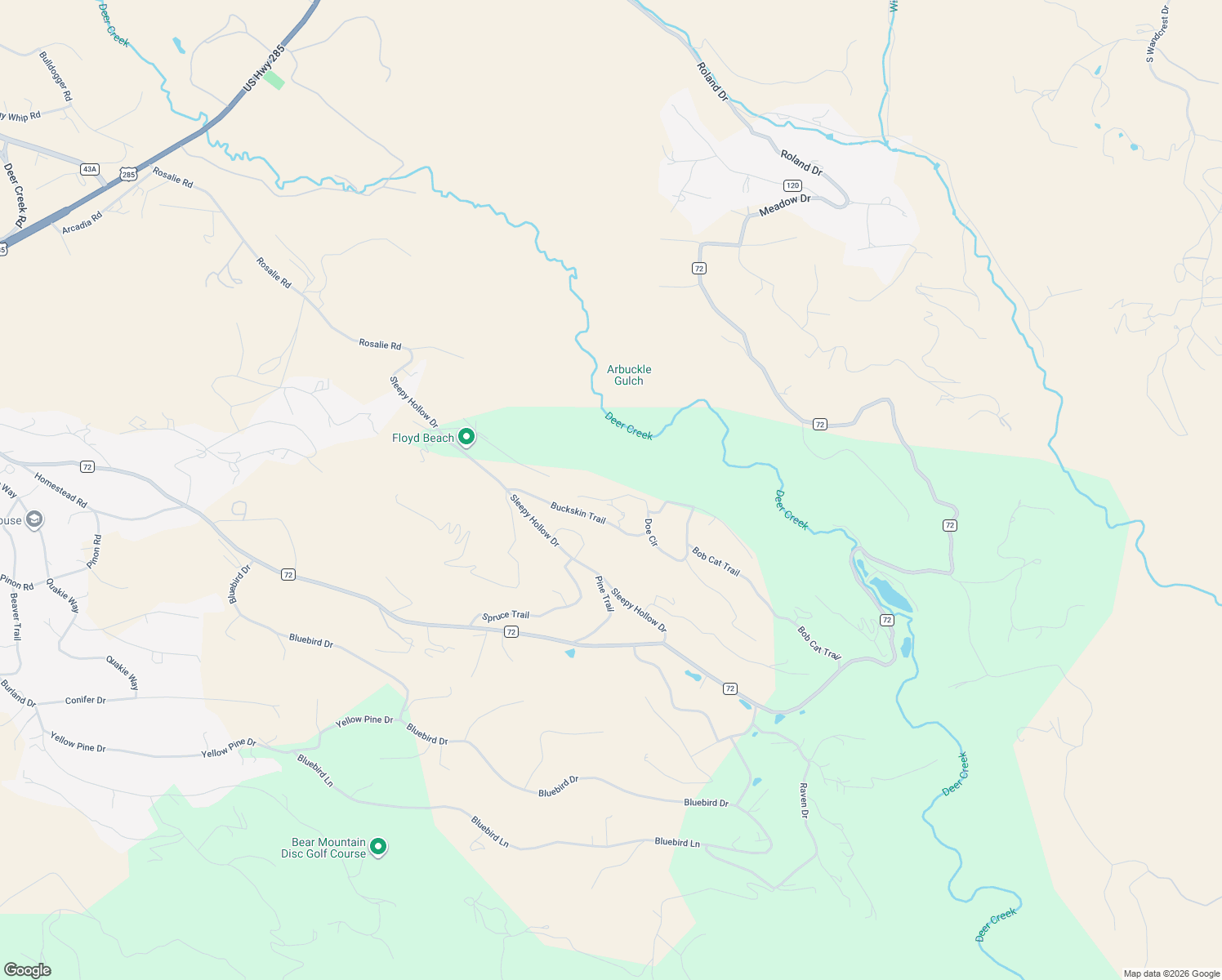 map of restaurants, bars, coffee shops, grocery stores, and more near 133 Catamount Lane in Bailey