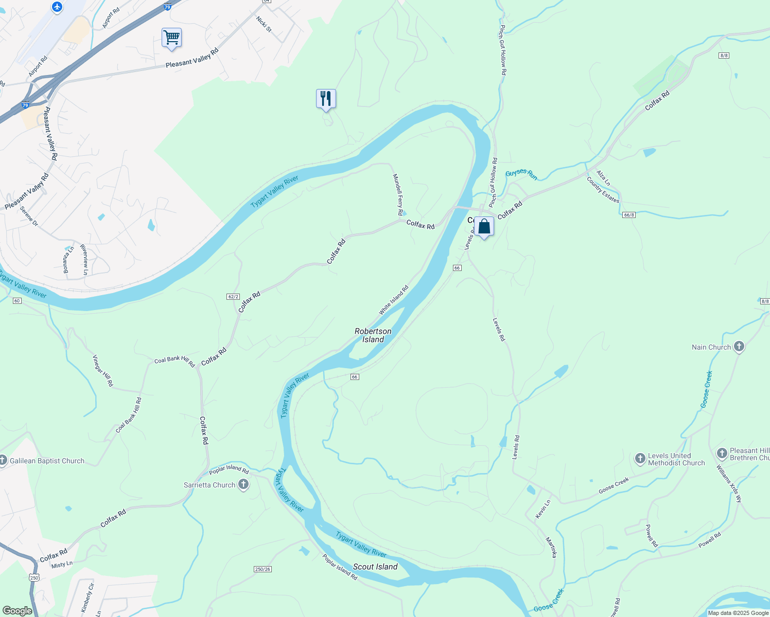 map of restaurants, bars, coffee shops, grocery stores, and more near 314 RR 4 in Fairmont