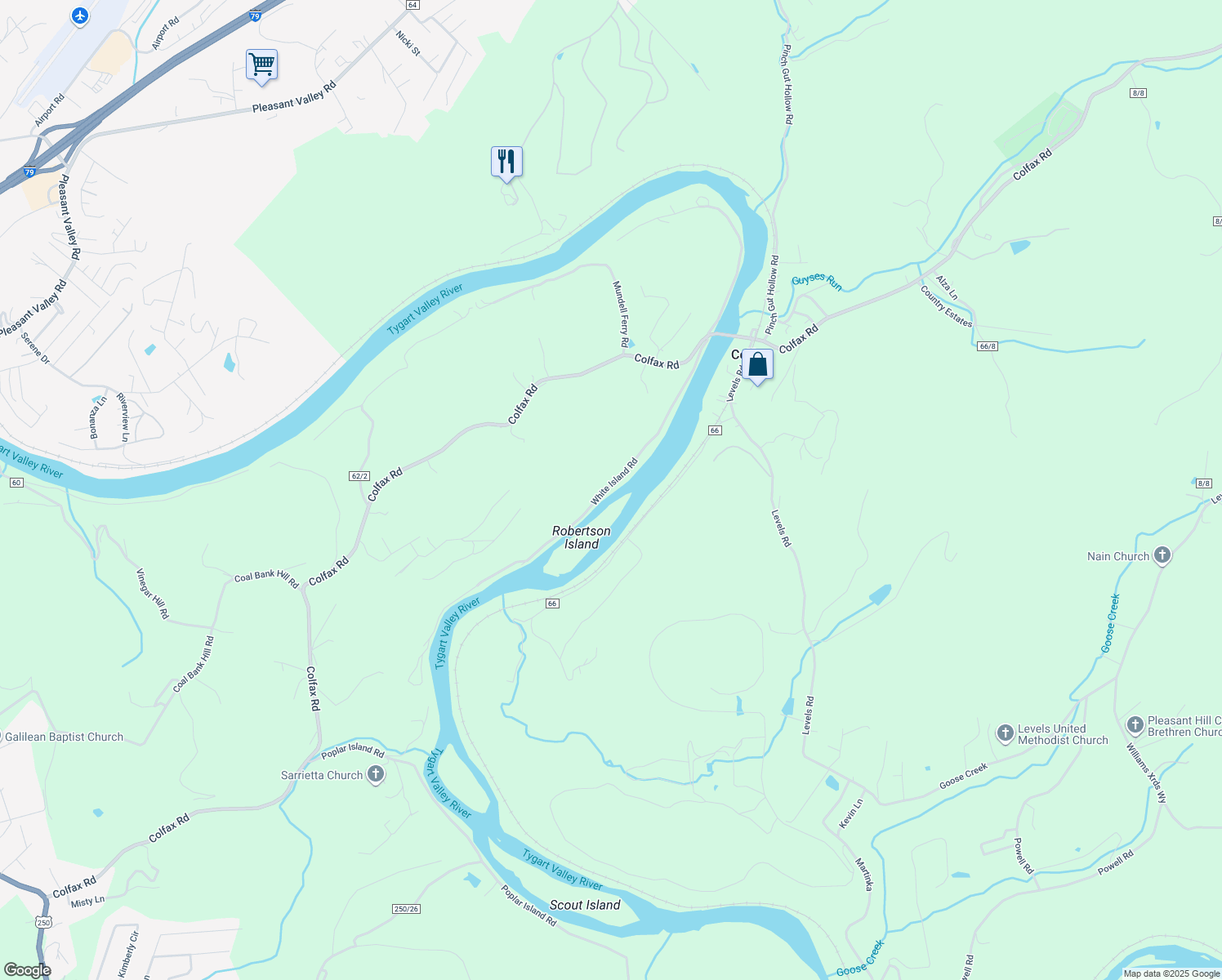 map of restaurants, bars, coffee shops, grocery stores, and more near 314 RR 4 in Fairmont