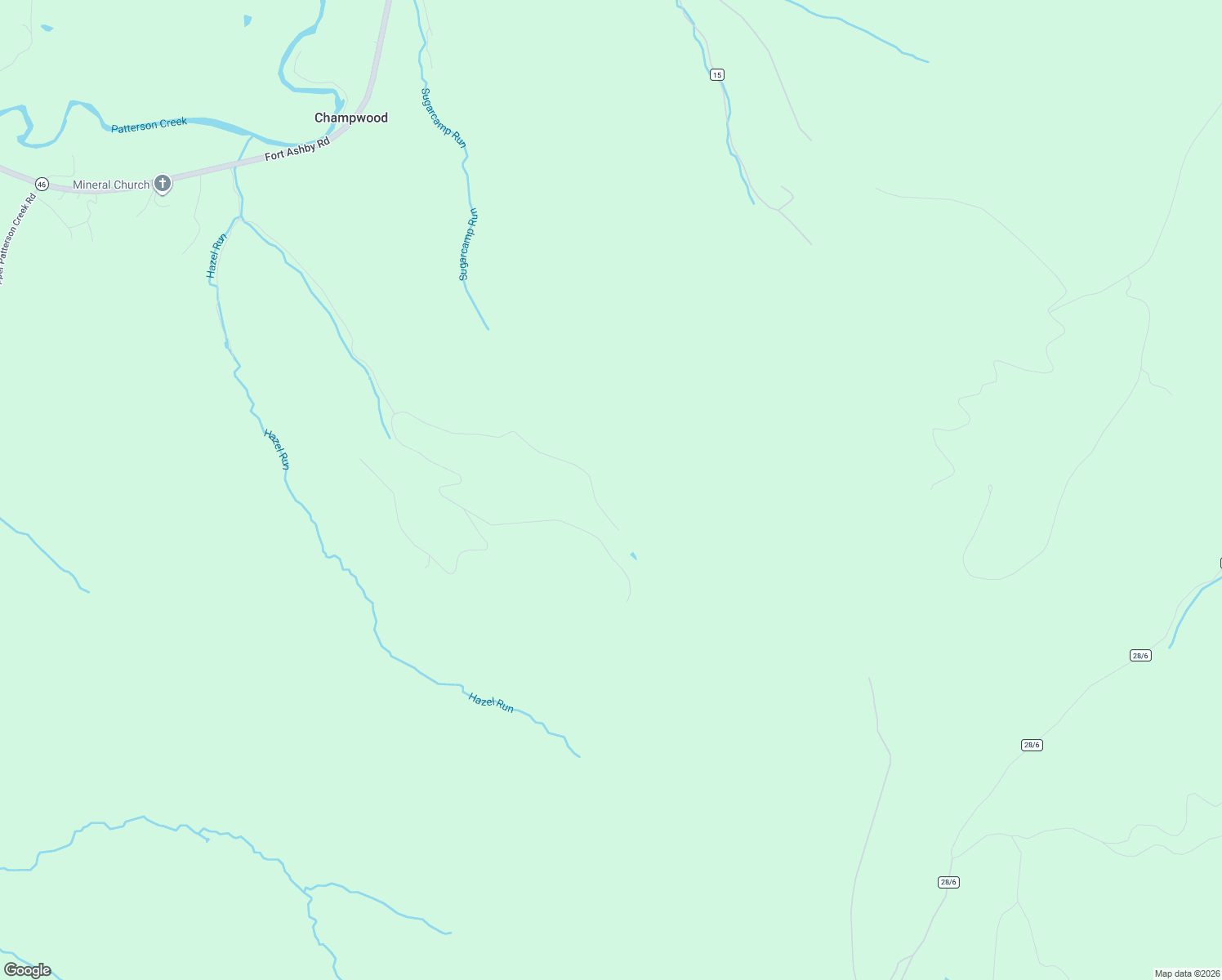 map of restaurants, bars, coffee shops, grocery stores, and more near 1667 North Champwood Lane in Fort Ashby