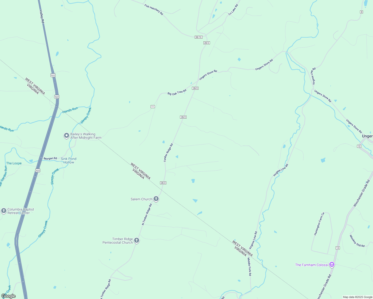 map of restaurants, bars, coffee shops, grocery stores, and more near 227 Greenbrier Lane in Berkeley Springs