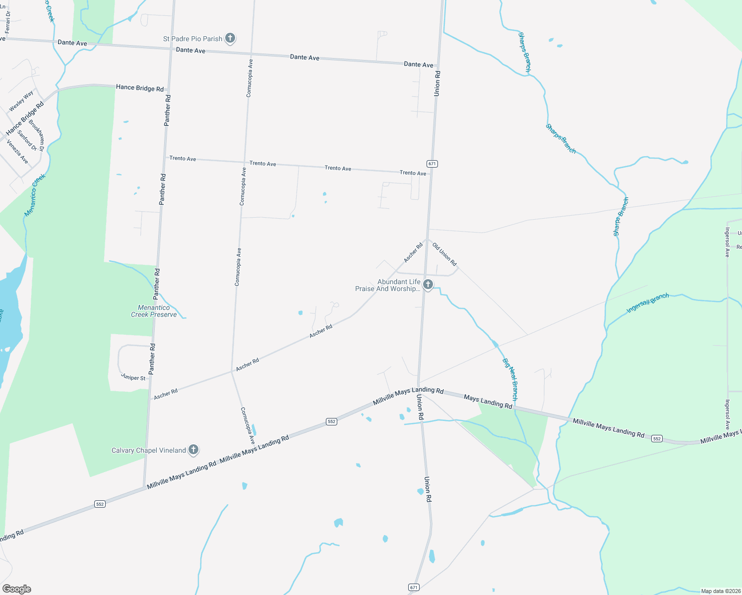 map of restaurants, bars, coffee shops, grocery stores, and more near 5389 Ascher Road in Vineland