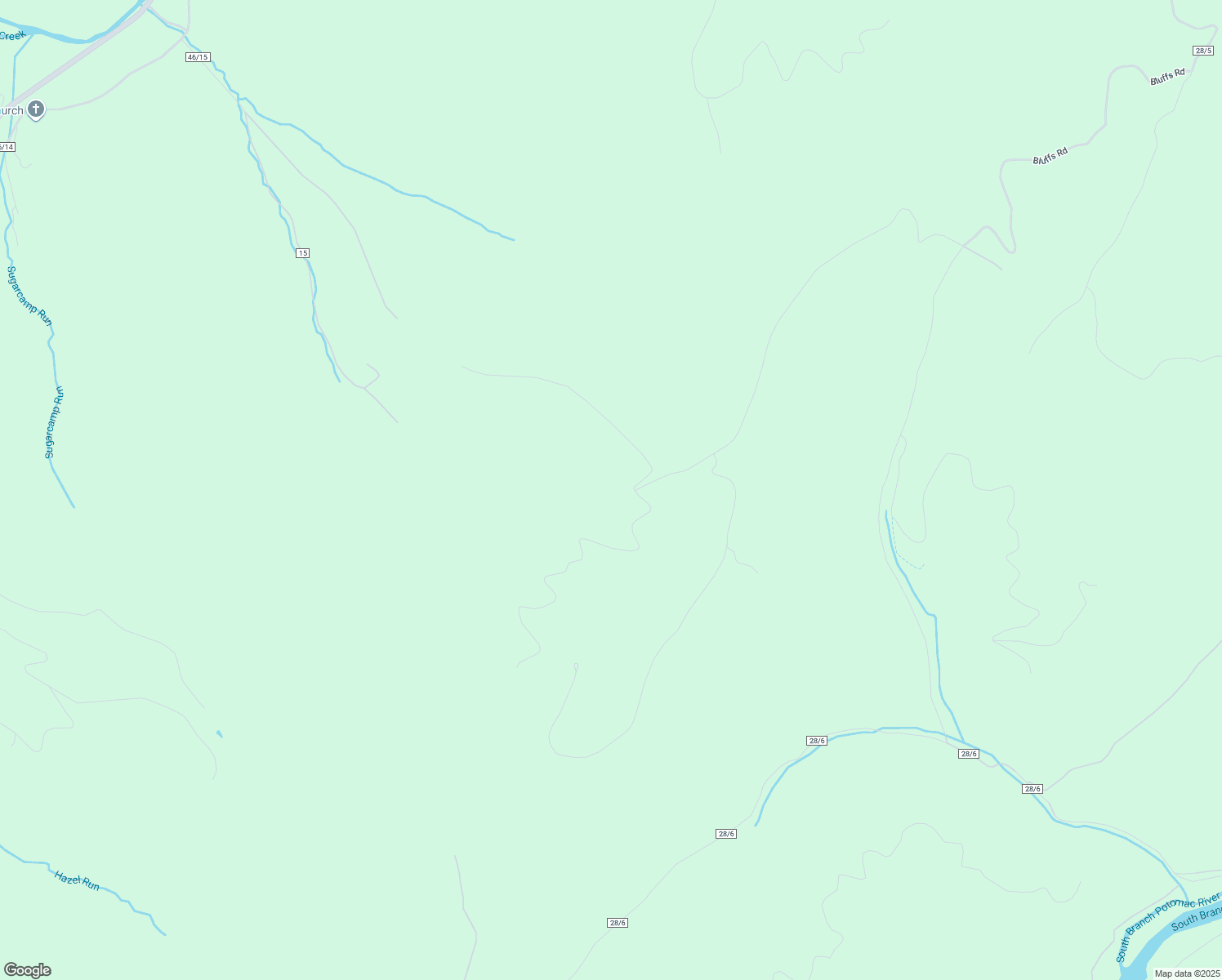 map of restaurants, bars, coffee shops, grocery stores, and more near 1416 Bluffs Lookout Road in Fort Ashby