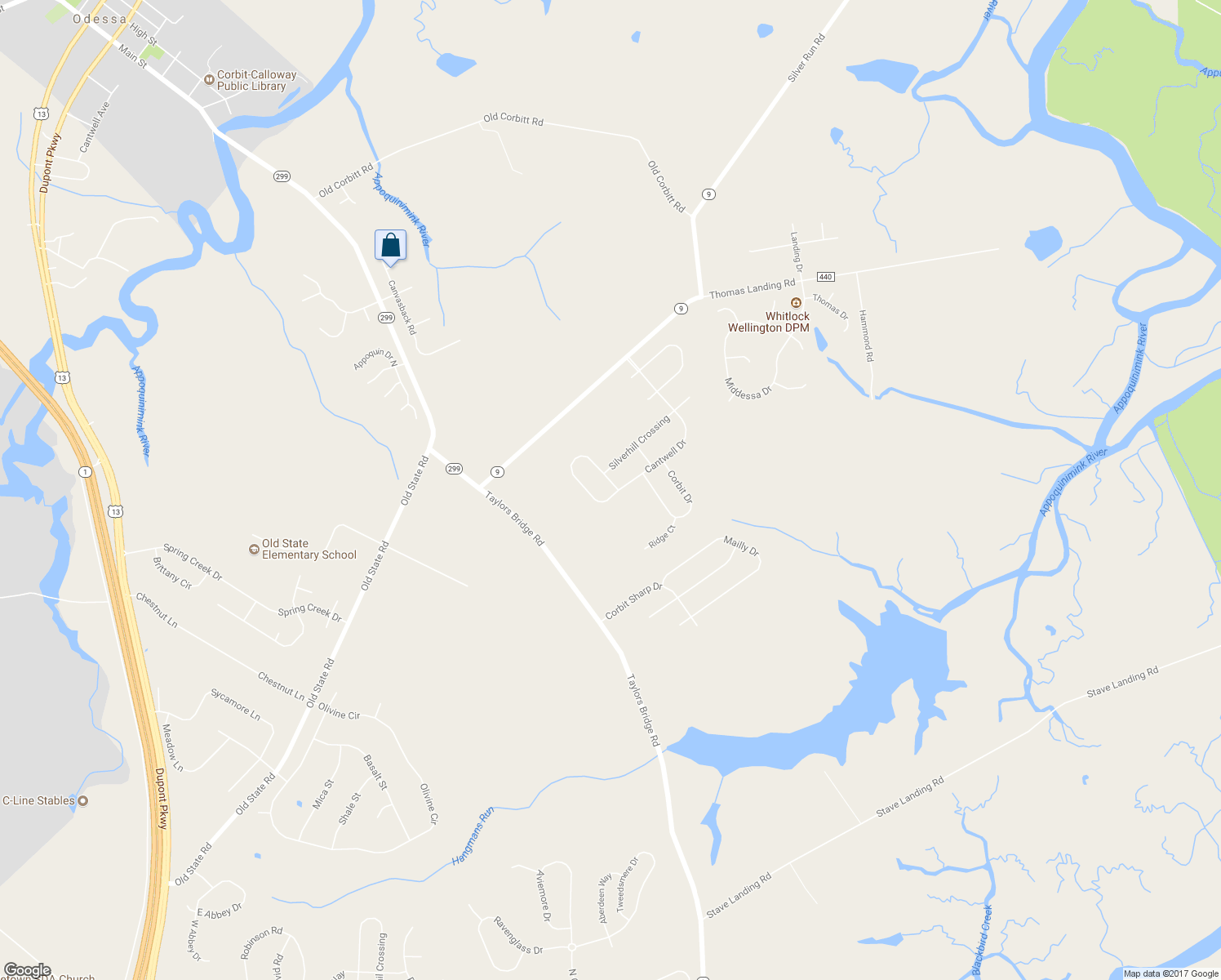 map of restaurants, bars, coffee shops, grocery stores, and more near 104 Cantwell Drive in Middletown