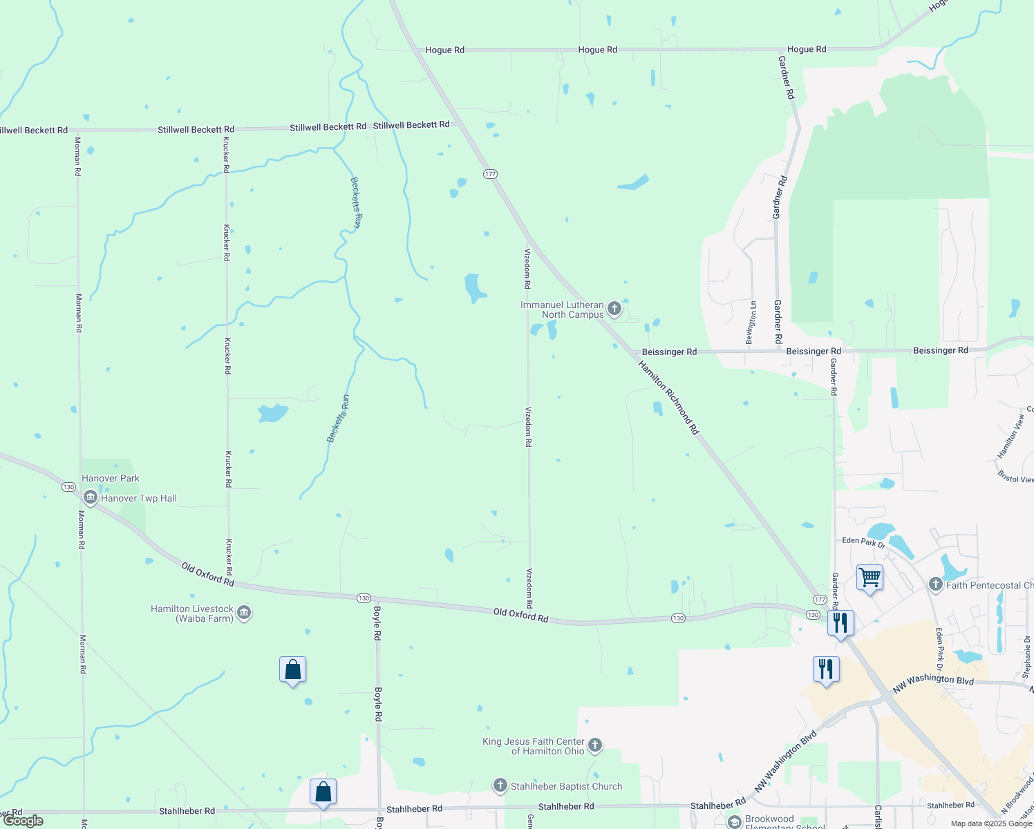 map of restaurants, bars, coffee shops, grocery stores, and more near 2101 Vizedom Rd in Hamilton
