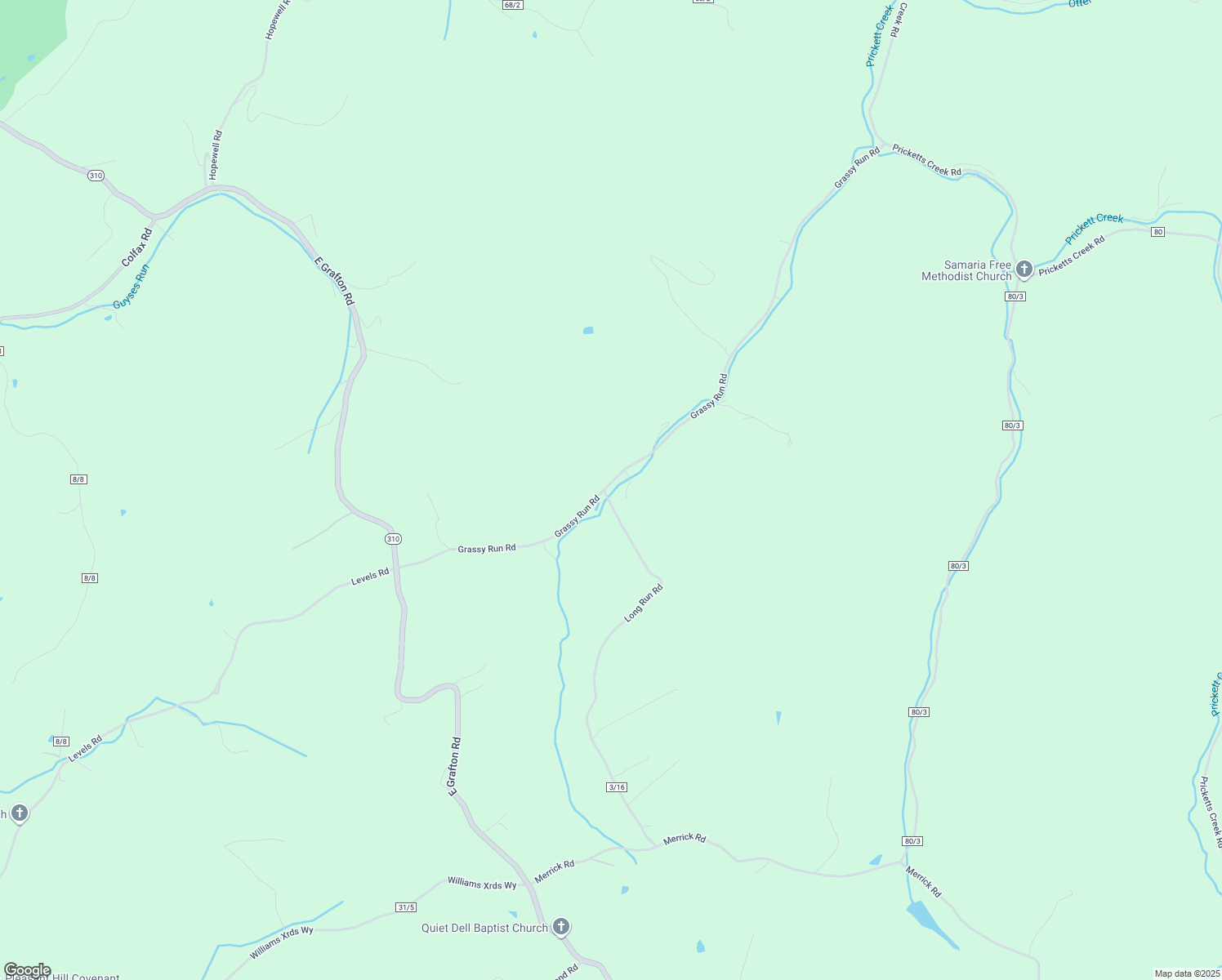map of restaurants, bars, coffee shops, grocery stores, and more near 278 Grassy Run Road in Fairmont