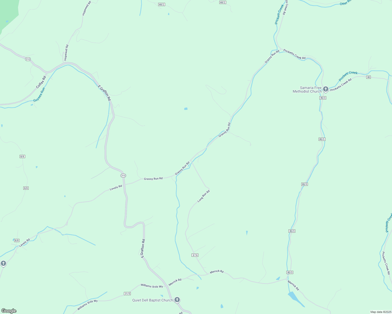 map of restaurants, bars, coffee shops, grocery stores, and more near 278 Grassy Run in Fairmont
