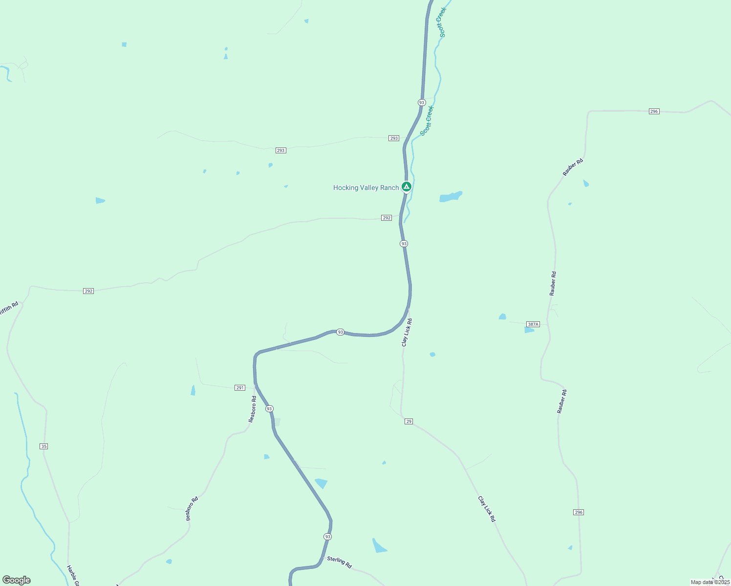 map of restaurants, bars, coffee shops, grocery stores, and more near 19621 Ohio 93 in Logan
