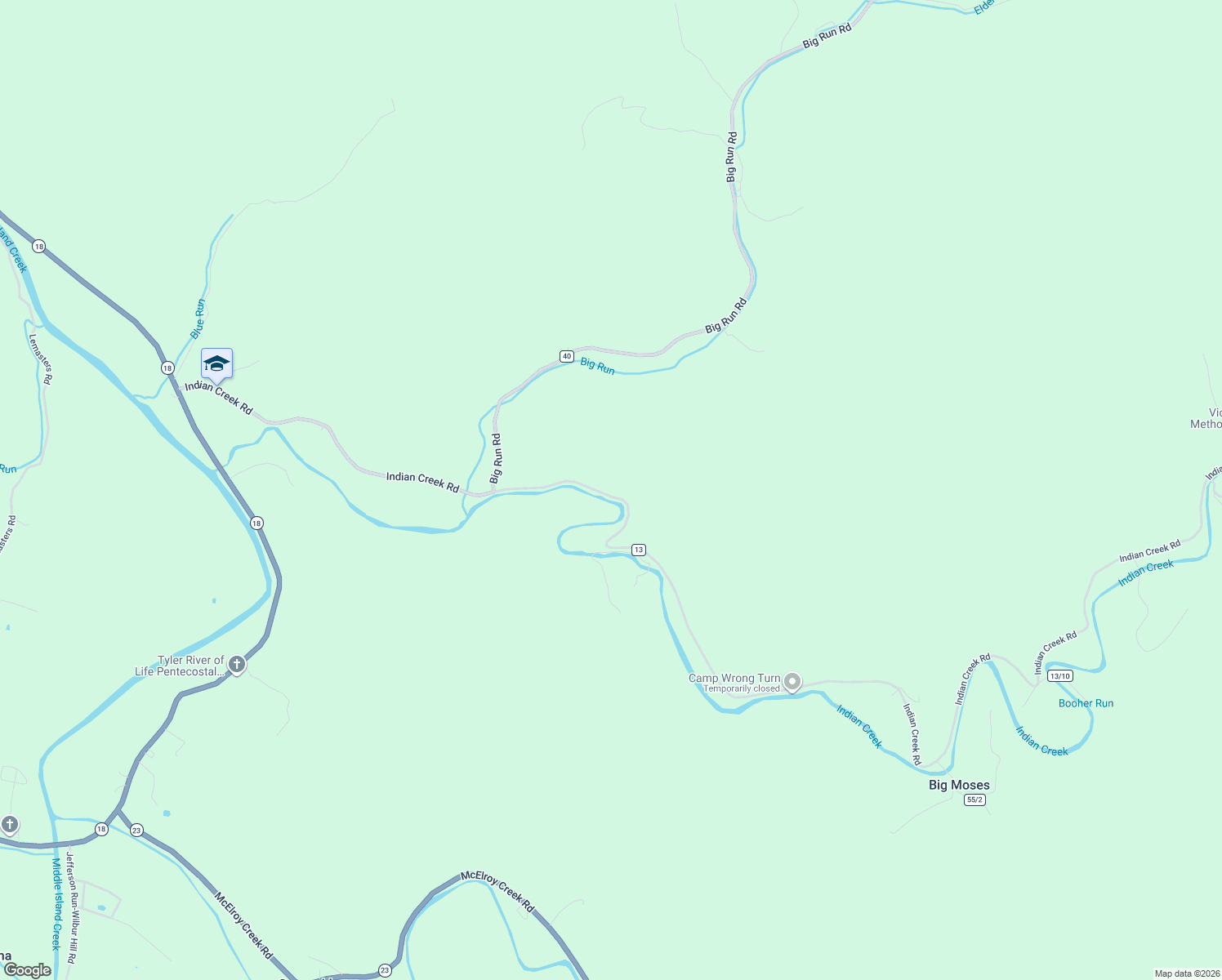 map of restaurants, bars, coffee shops, grocery stores, and more near 1293 Indian Creek Road in Alma