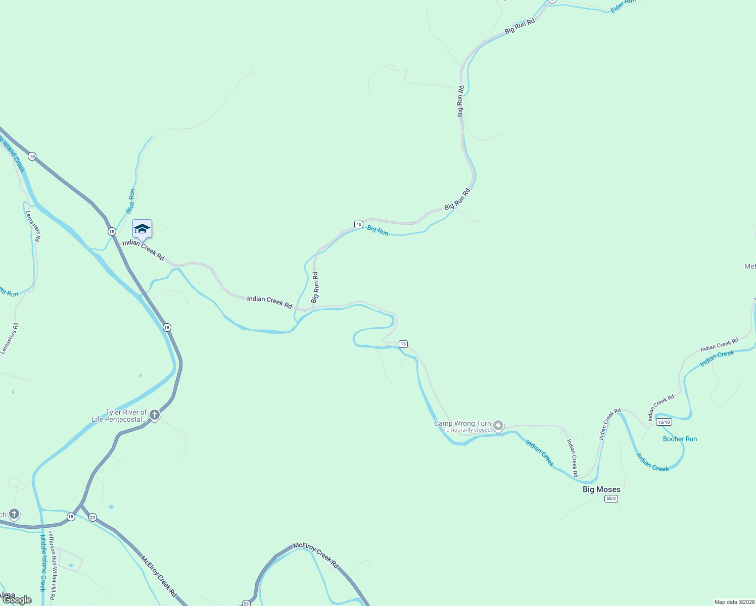 map of restaurants, bars, coffee shops, grocery stores, and more near 1293 Indian Creek Road in Alma