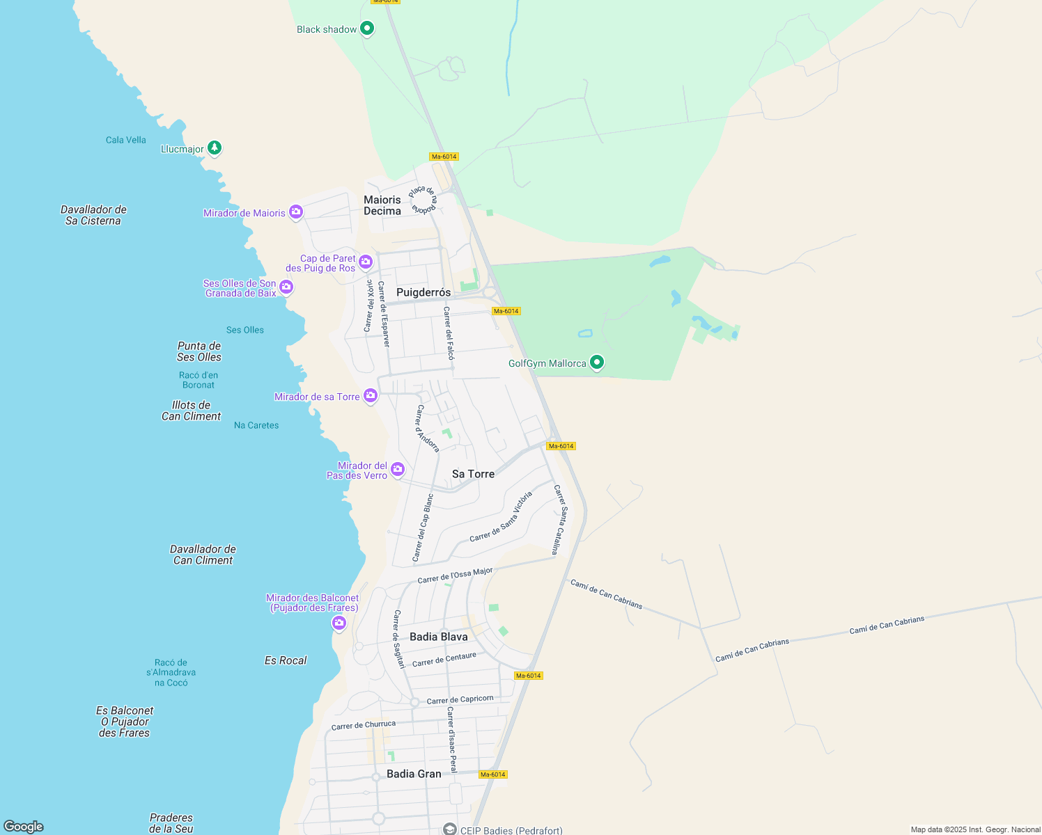 map of restaurants, bars, coffee shops, grocery stores, and more near 6 Carrer de Santa Margalida in Llucmajor