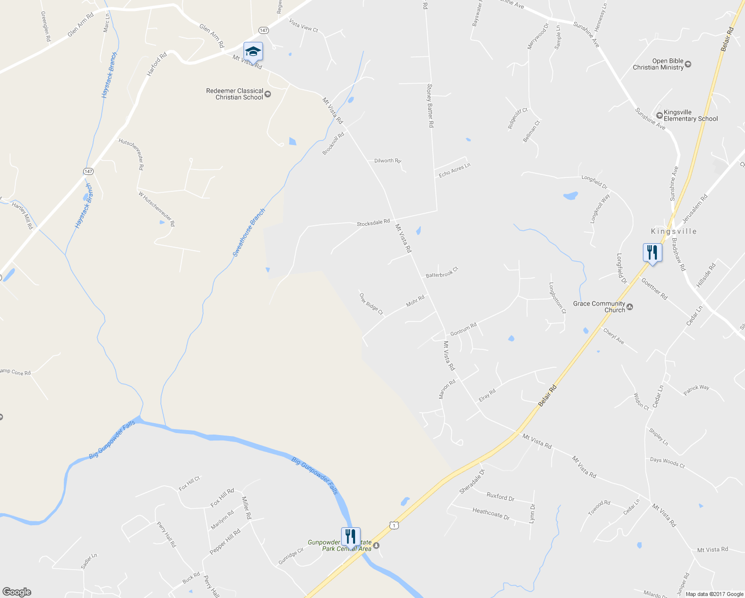 map of restaurants, bars, coffee shops, grocery stores, and more near 7 Over Ridge Court in Kingsville