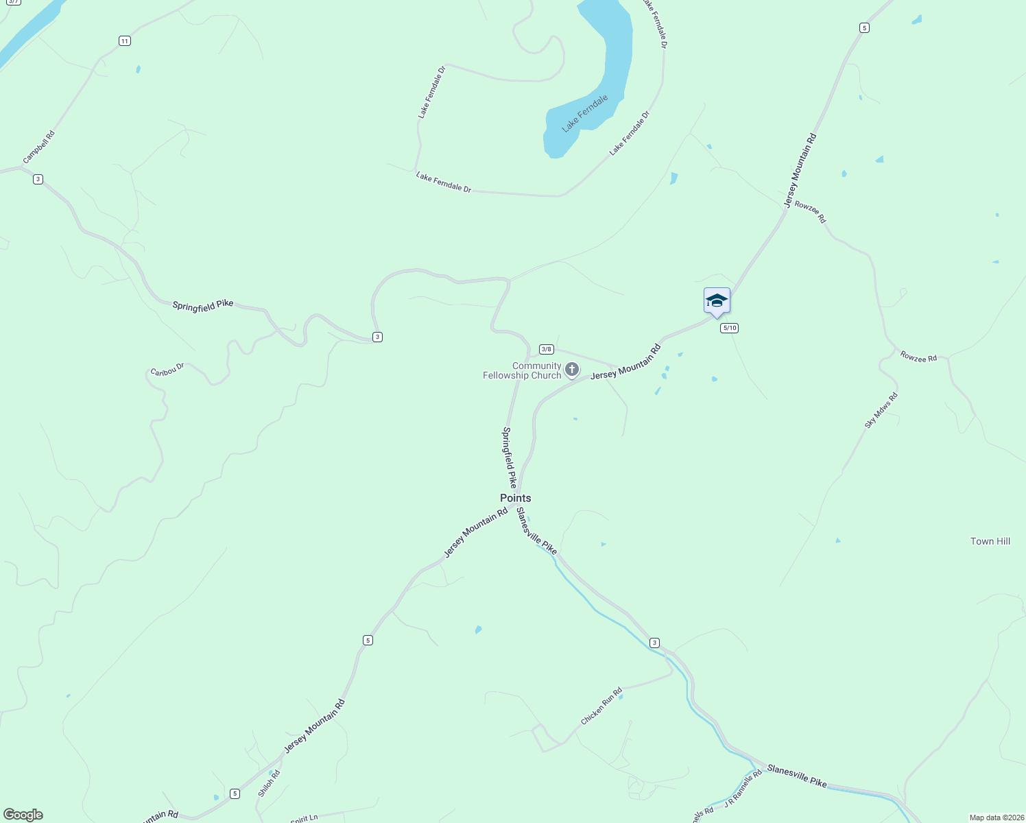 map of restaurants, bars, coffee shops, grocery stores, and more near Springfield Pike in Springfield
