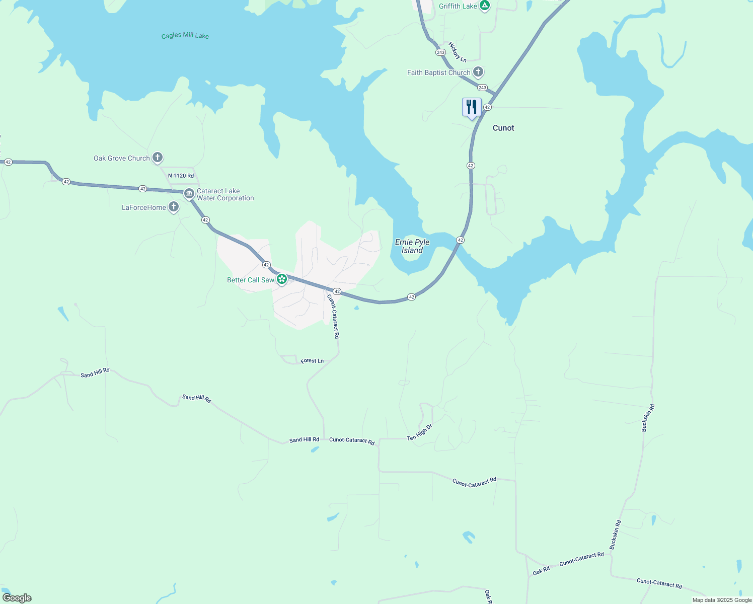 map of restaurants, bars, coffee shops, grocery stores, and more near 3101 Indiana 42 in Poland
