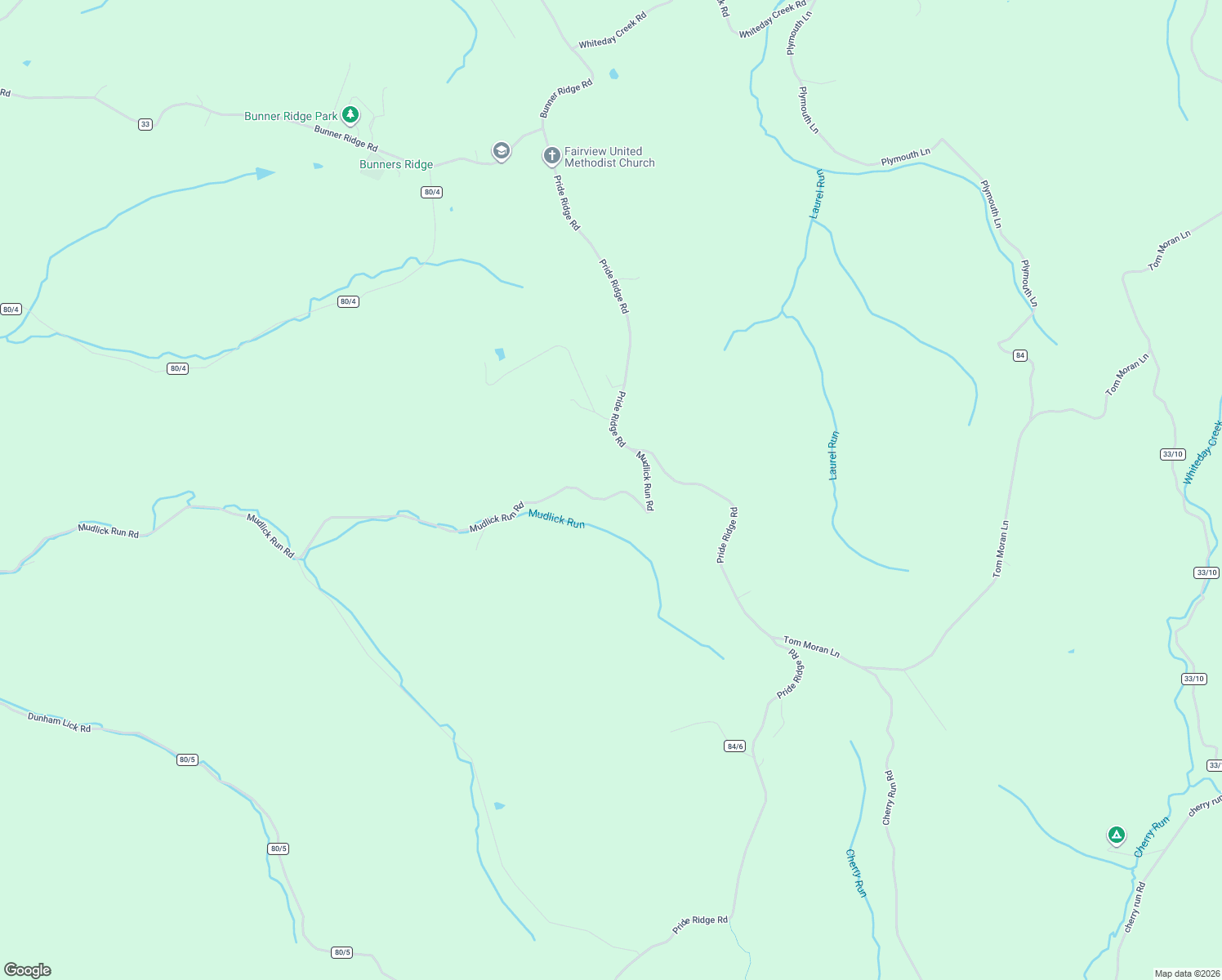 map of restaurants, bars, coffee shops, grocery stores, and more near 957 Mudlick Run Road in Fairmont