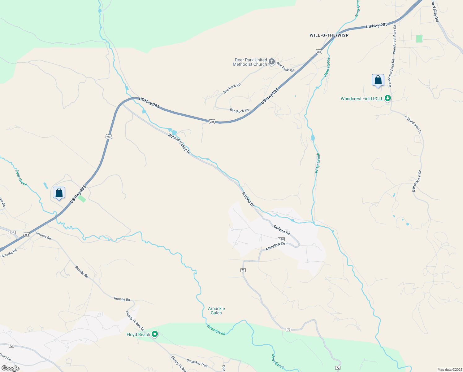 map of restaurants, bars, coffee shops, grocery stores, and more near 1001 Roland Drive in Bailey