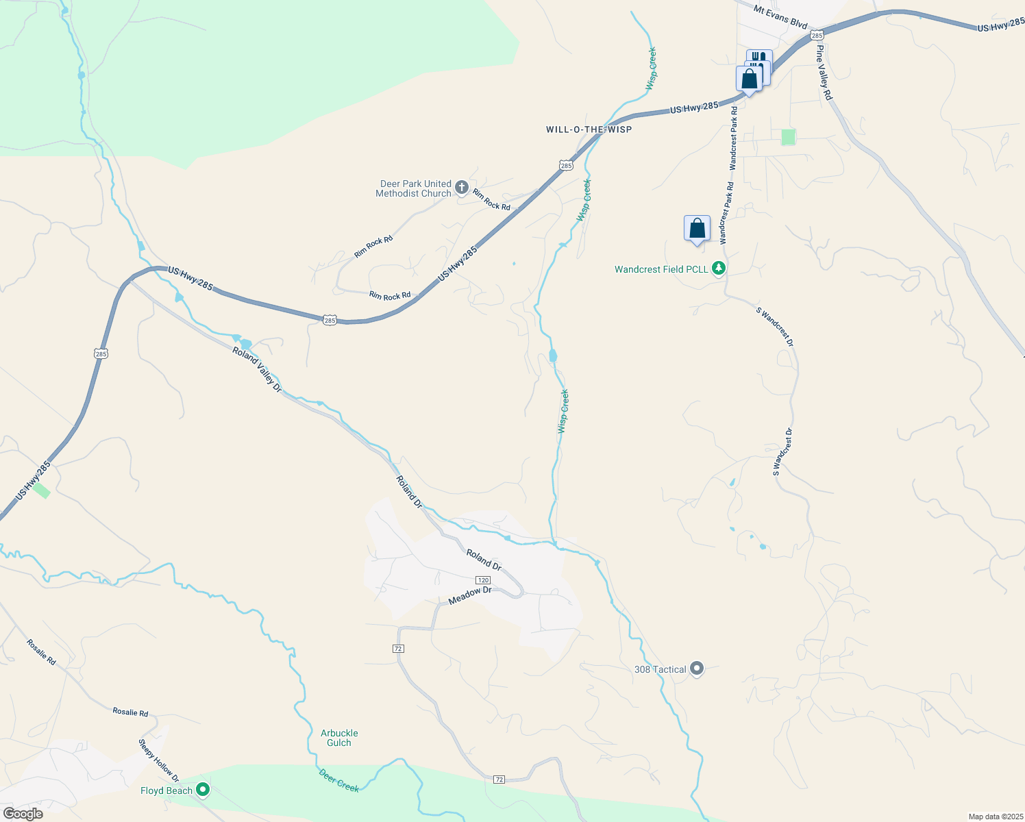 map of restaurants, bars, coffee shops, grocery stores, and more near 789 Wisp Creek Drive in Bailey