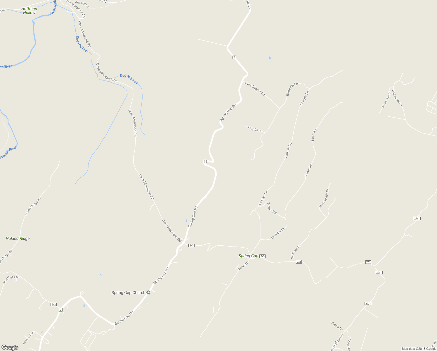 map of restaurants, bars, coffee shops, grocery stores, and more near 5826 Spring Gap Road in Slanesville