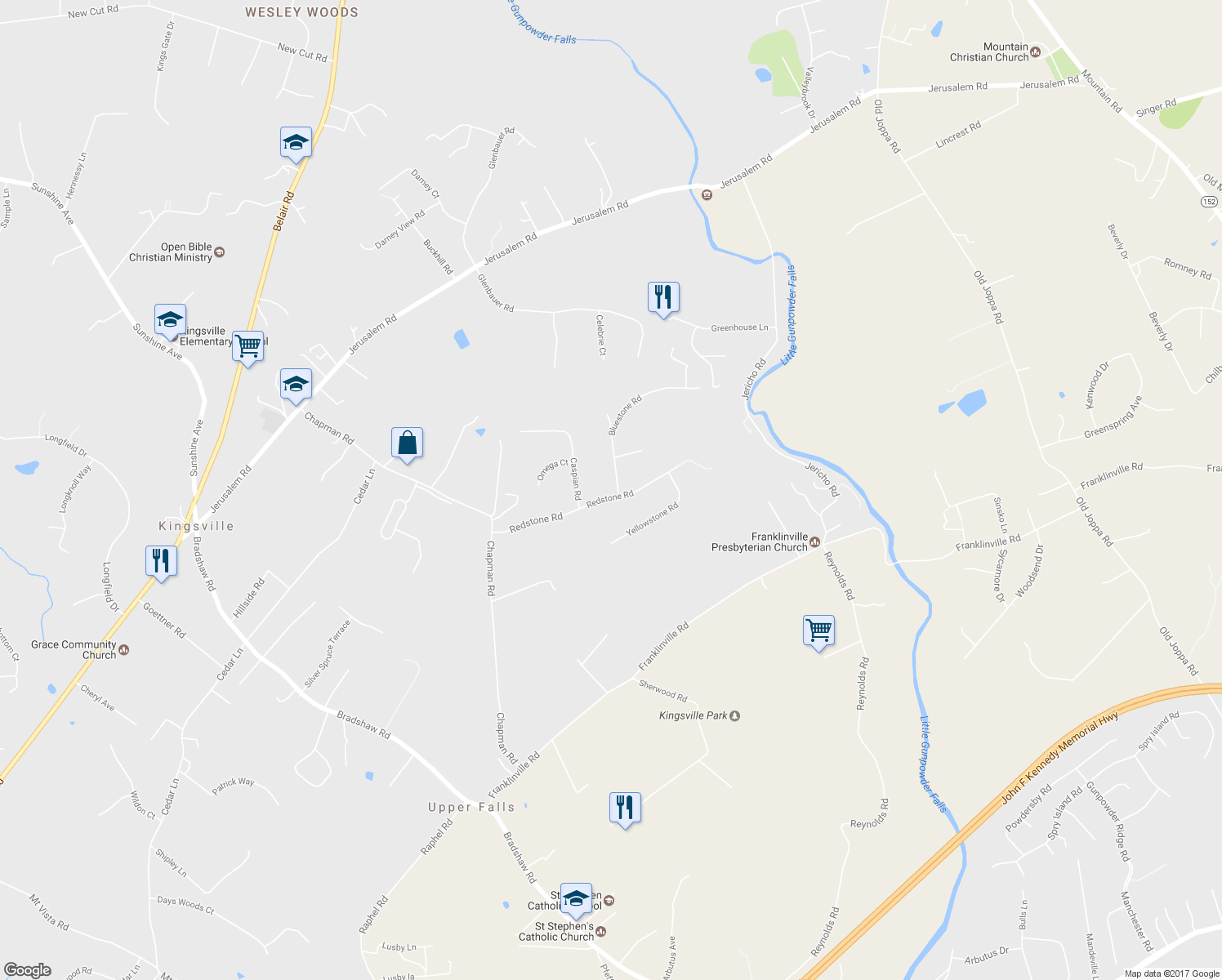 map of restaurants, bars, coffee shops, grocery stores, and more near 11900 Bluestone Road in Kingsville