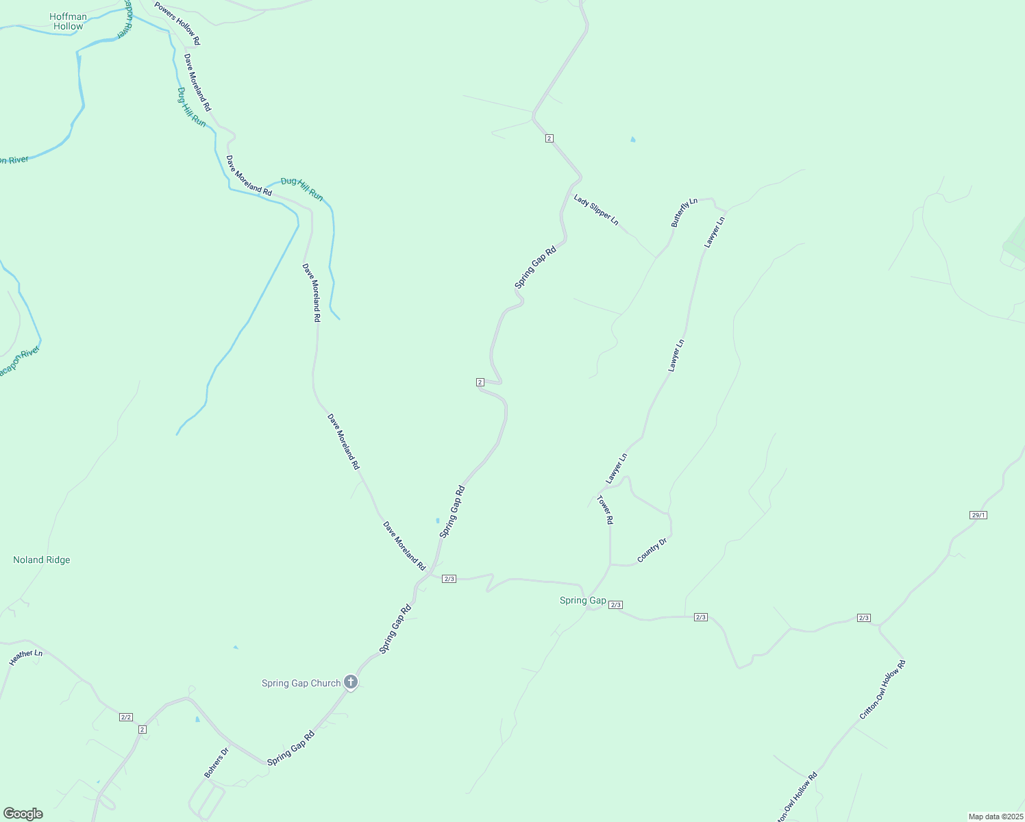 map of restaurants, bars, coffee shops, grocery stores, and more near 5826 Spring Gap Road in Slanesville
