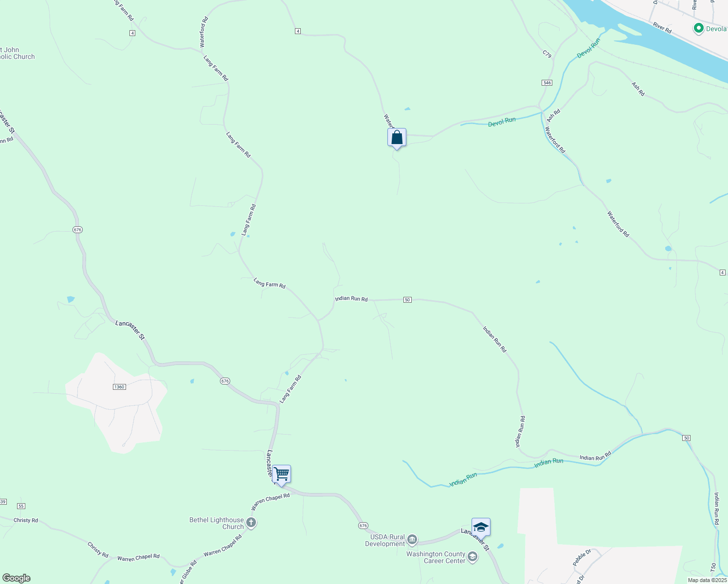 map of restaurants, bars, coffee shops, grocery stores, and more near 220-260 Township Road 50 in Marietta