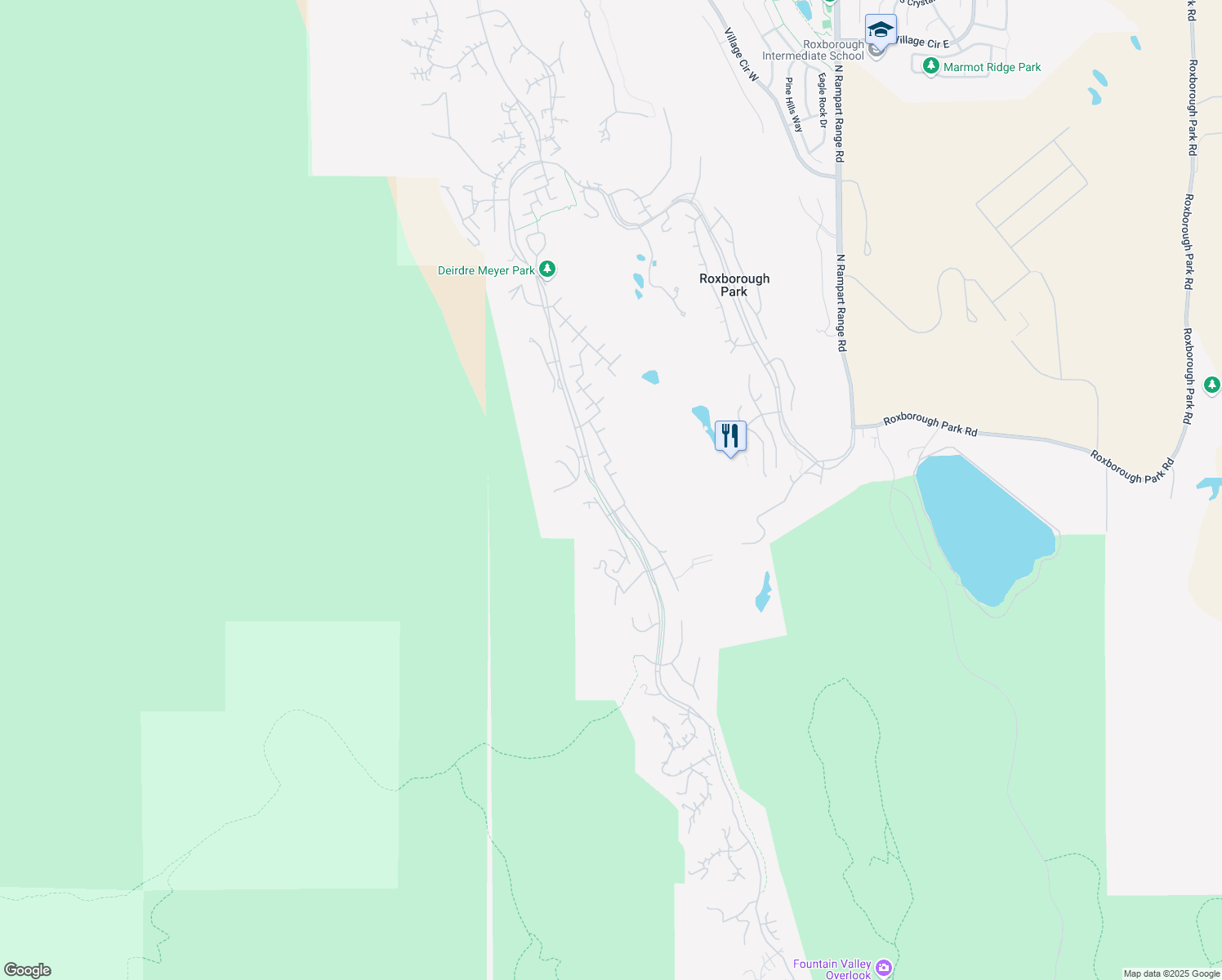 map of restaurants, bars, coffee shops, grocery stores, and more near 6151 Rain Dance Trail in Littleton