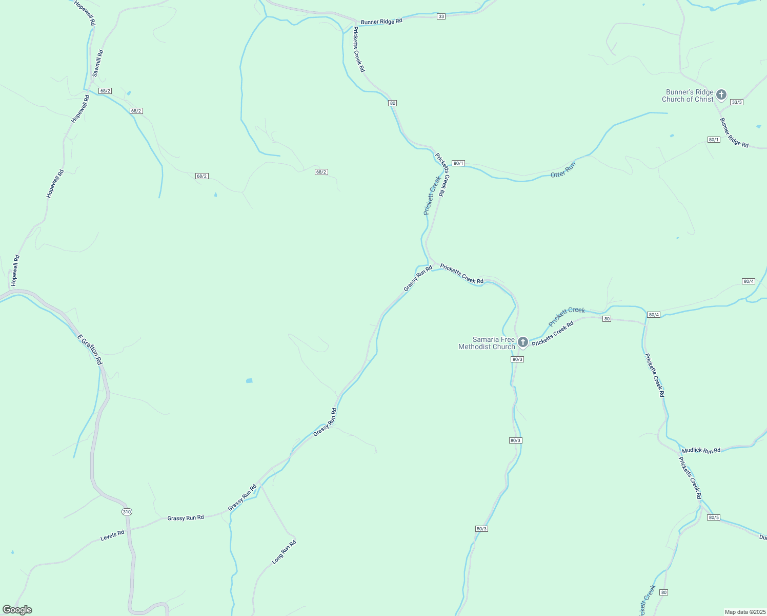 map of restaurants, bars, coffee shops, grocery stores, and more near 695 Grassy Run Road in Fairmont